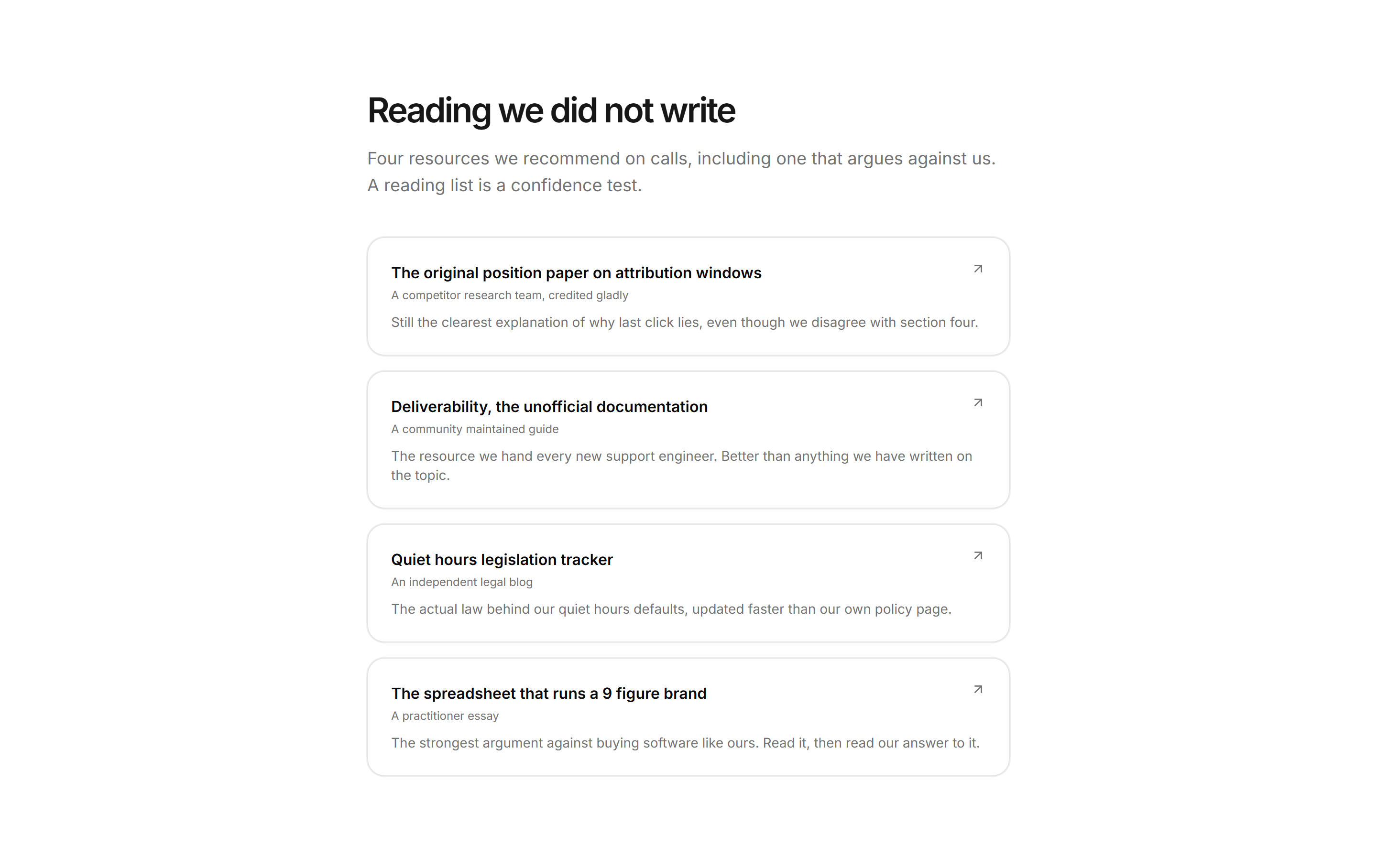 Marketing Content: Reading List Cards