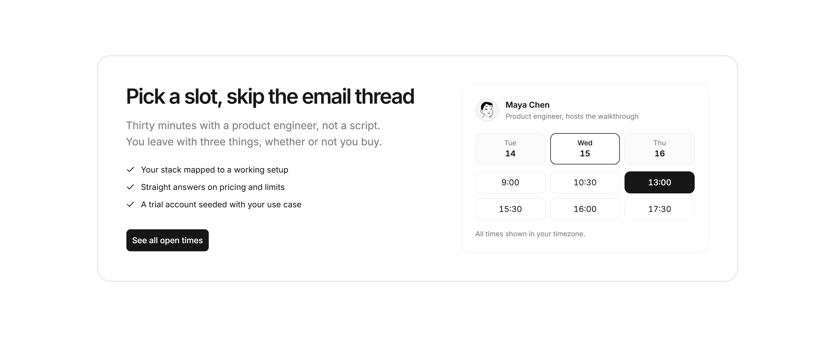 Marketing CTA: With Booking Slots