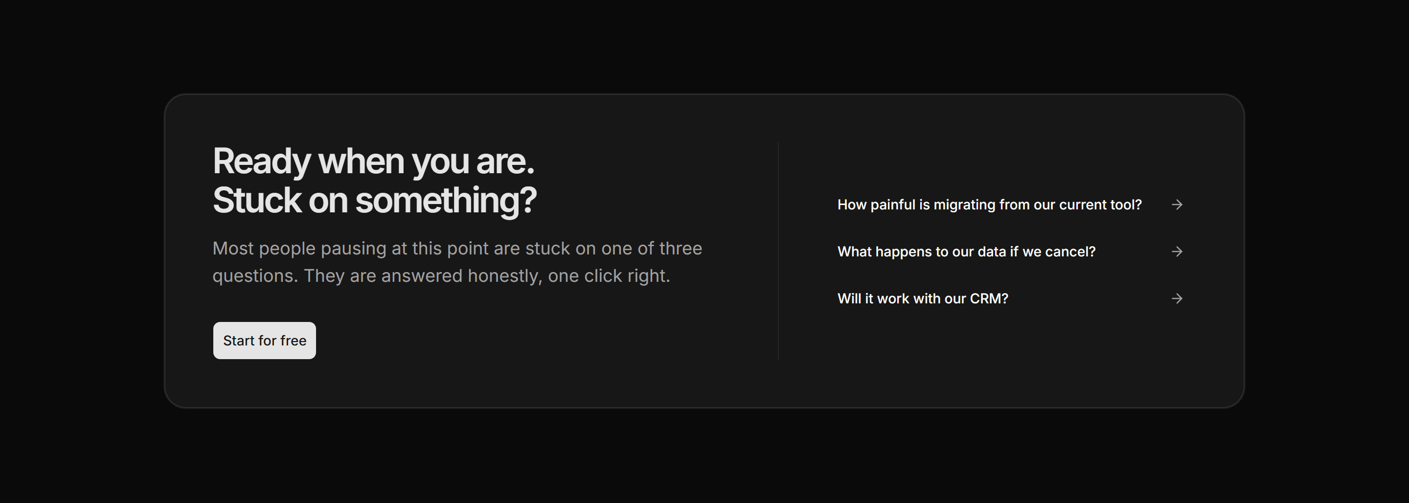 Marketing CTA: With Faq Links