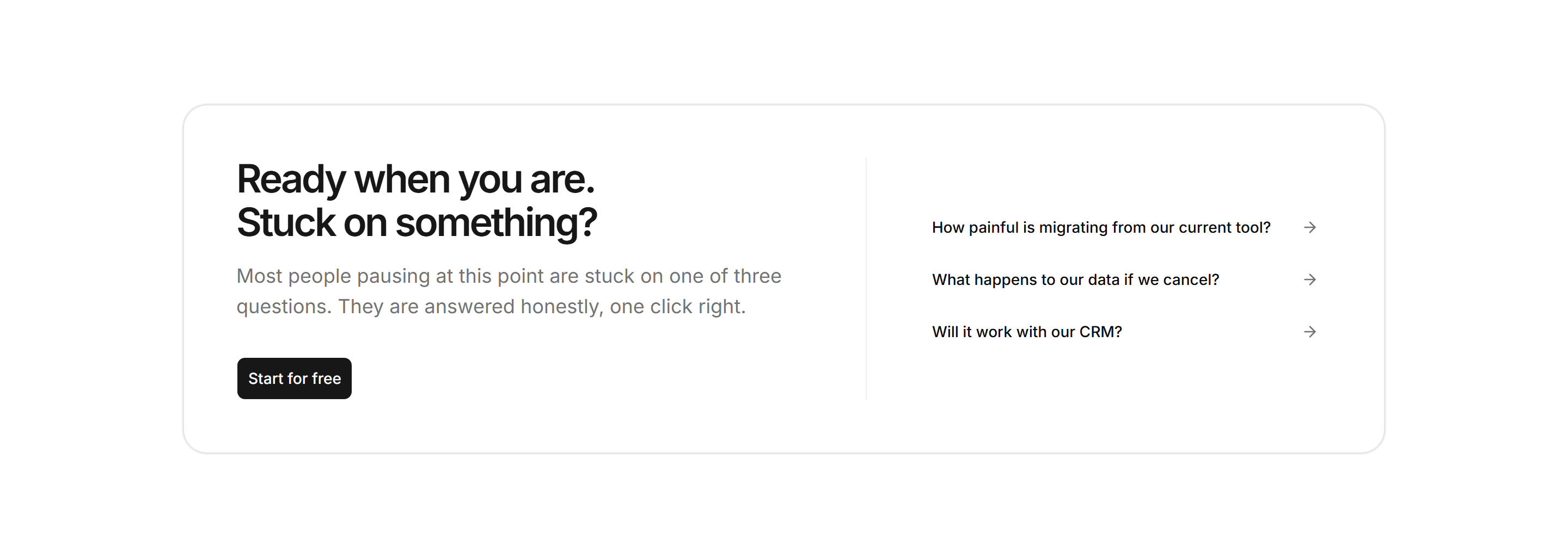 Marketing CTA: With Faq Links