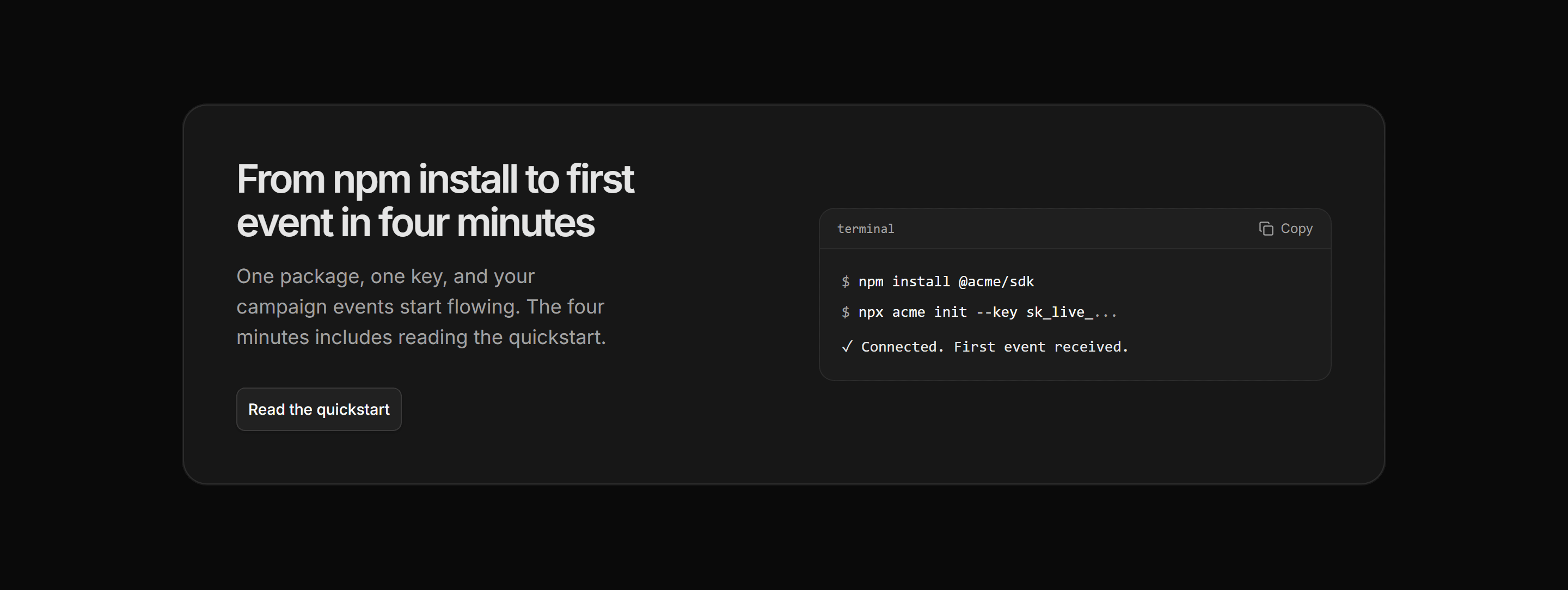 Marketing CTA: With Install Command