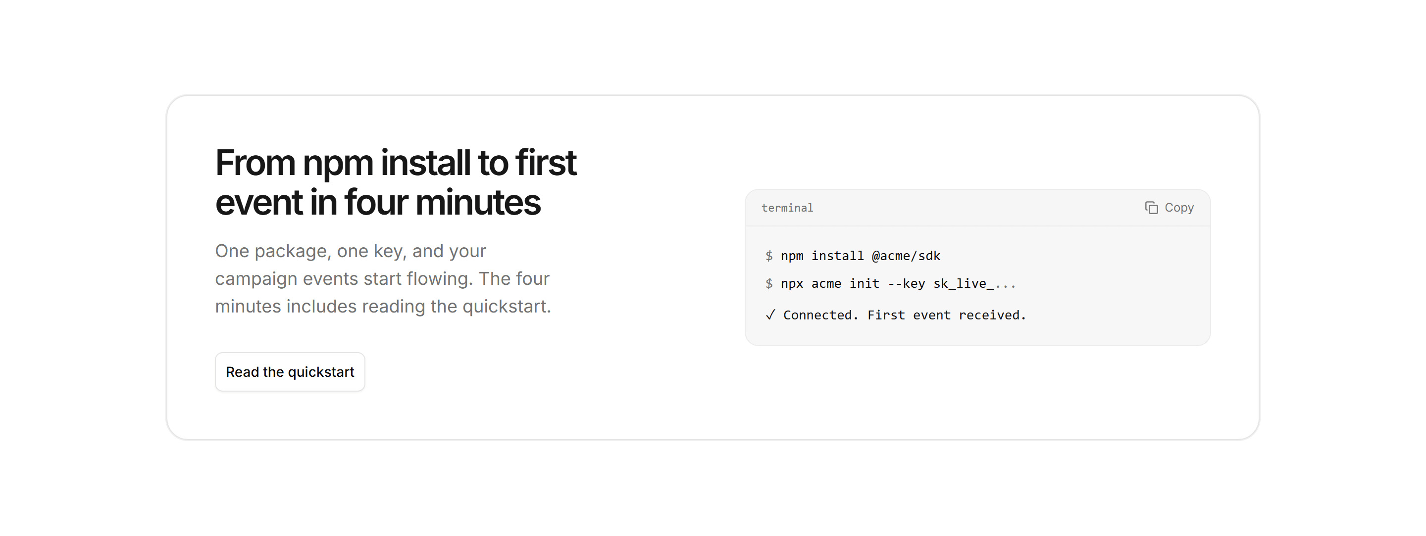Marketing CTA: With Install Command