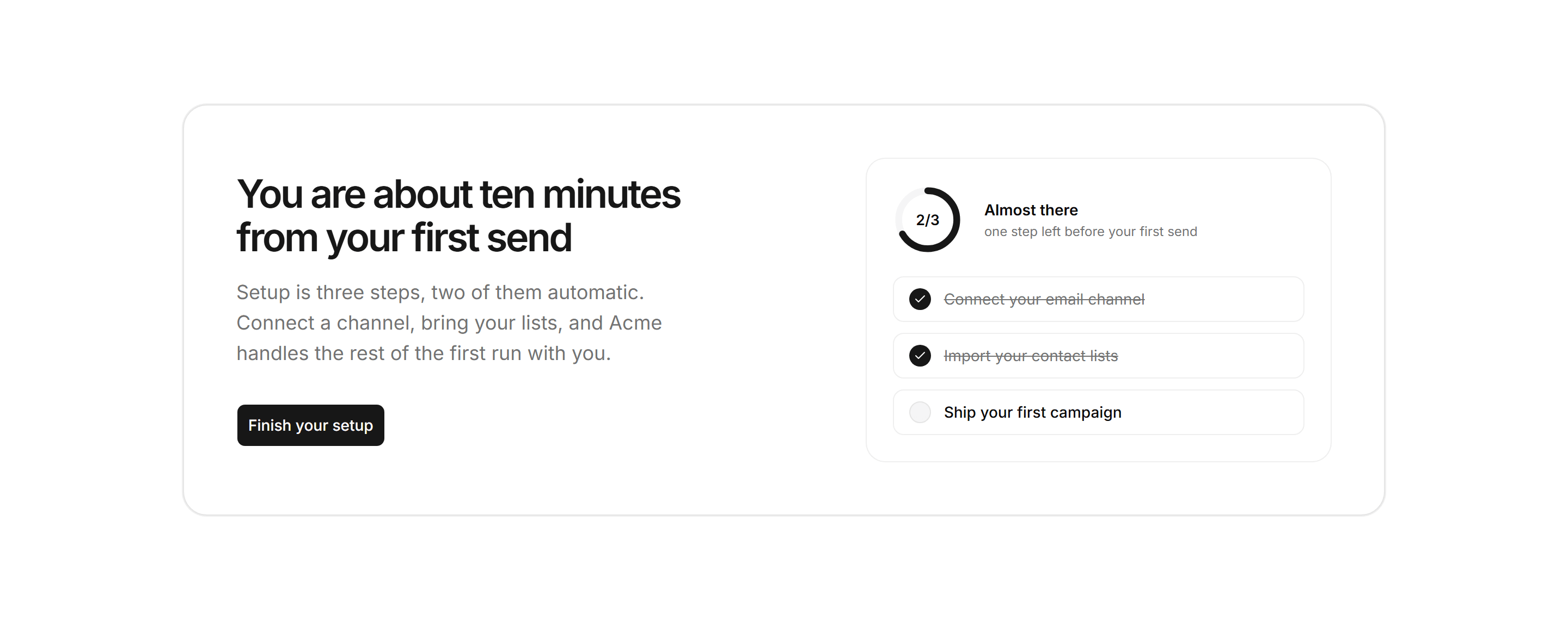 Marketing CTA: With Setup Progress