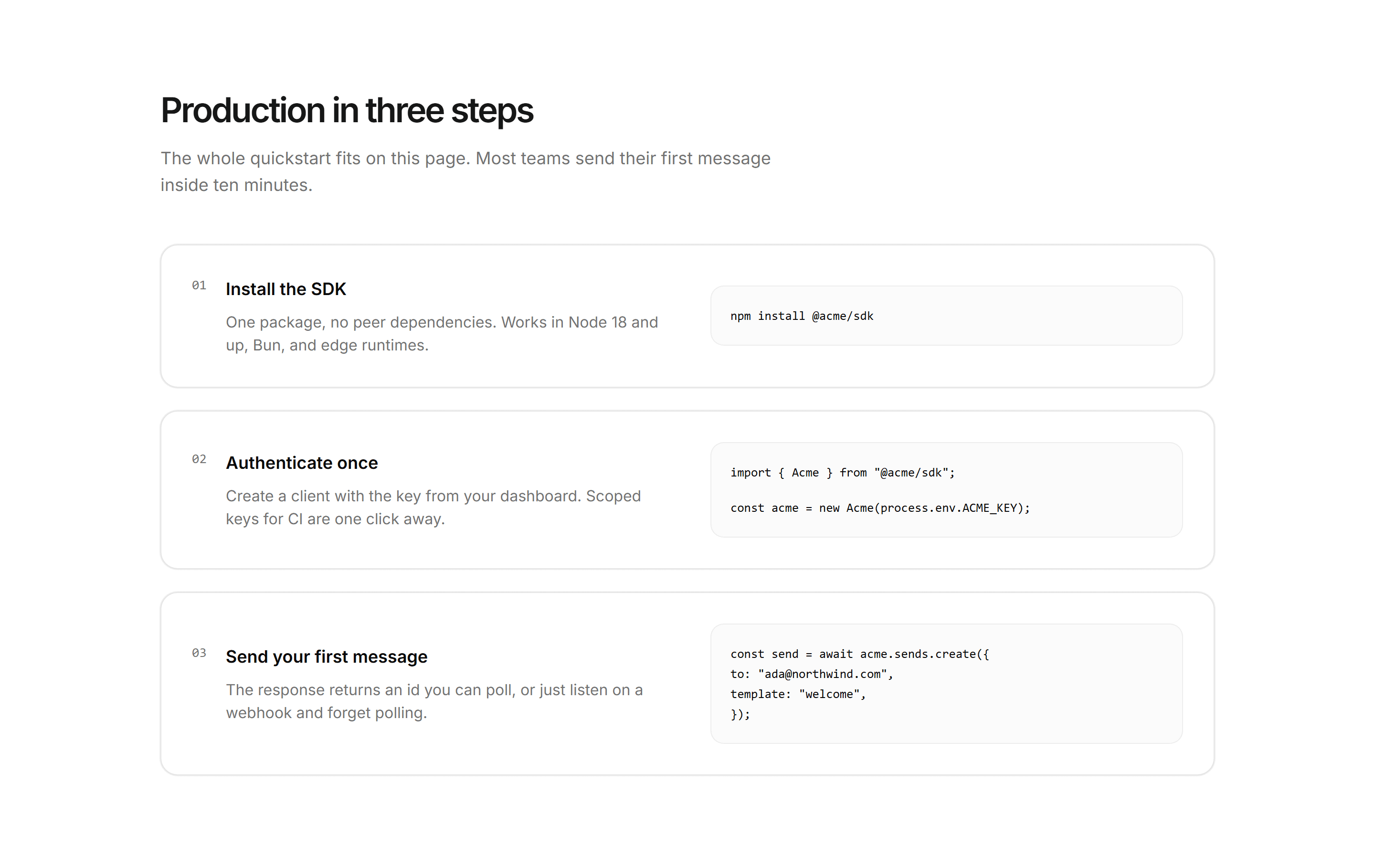 Marketing Developer: Quickstart Steps Code
