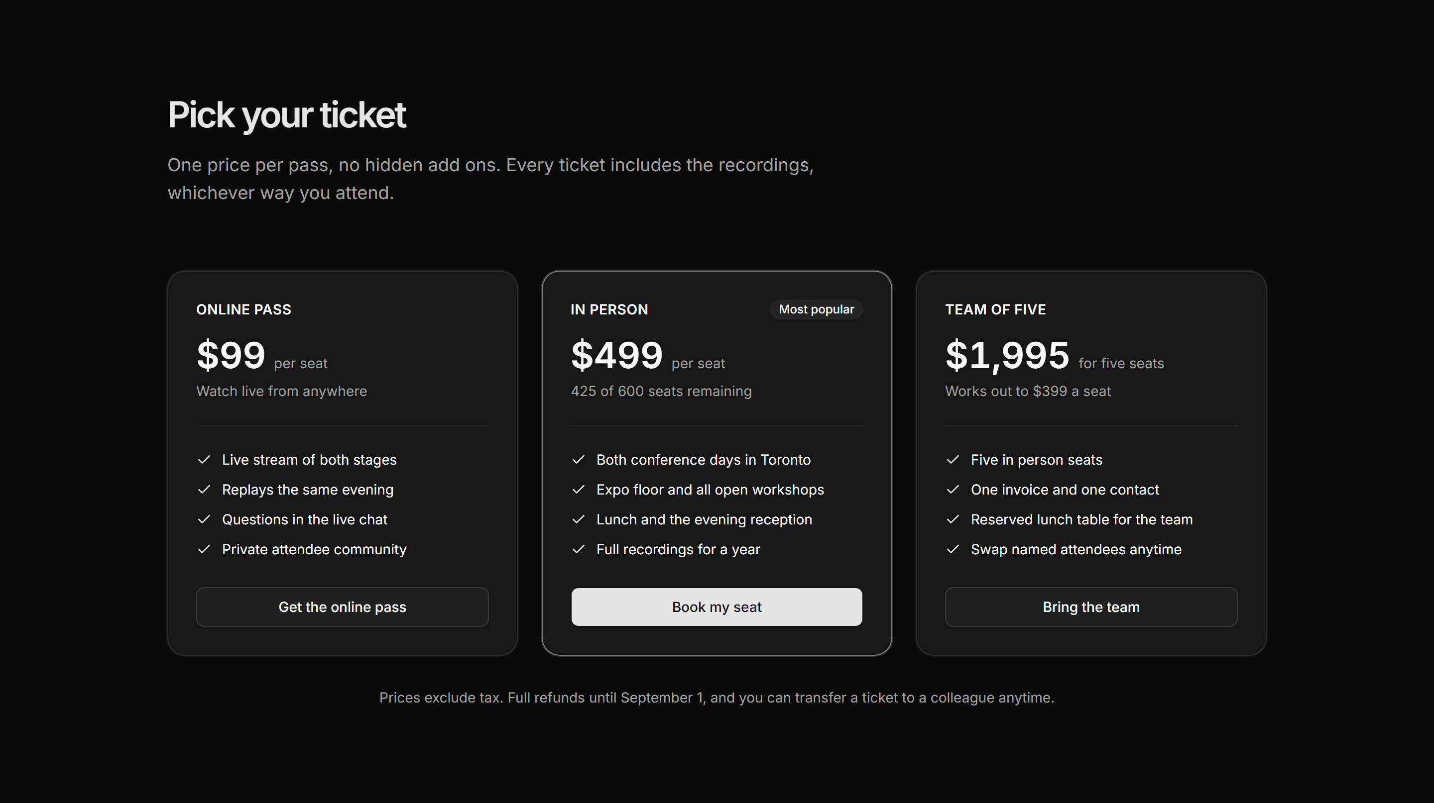 Marketing Event: Ticket Tiers