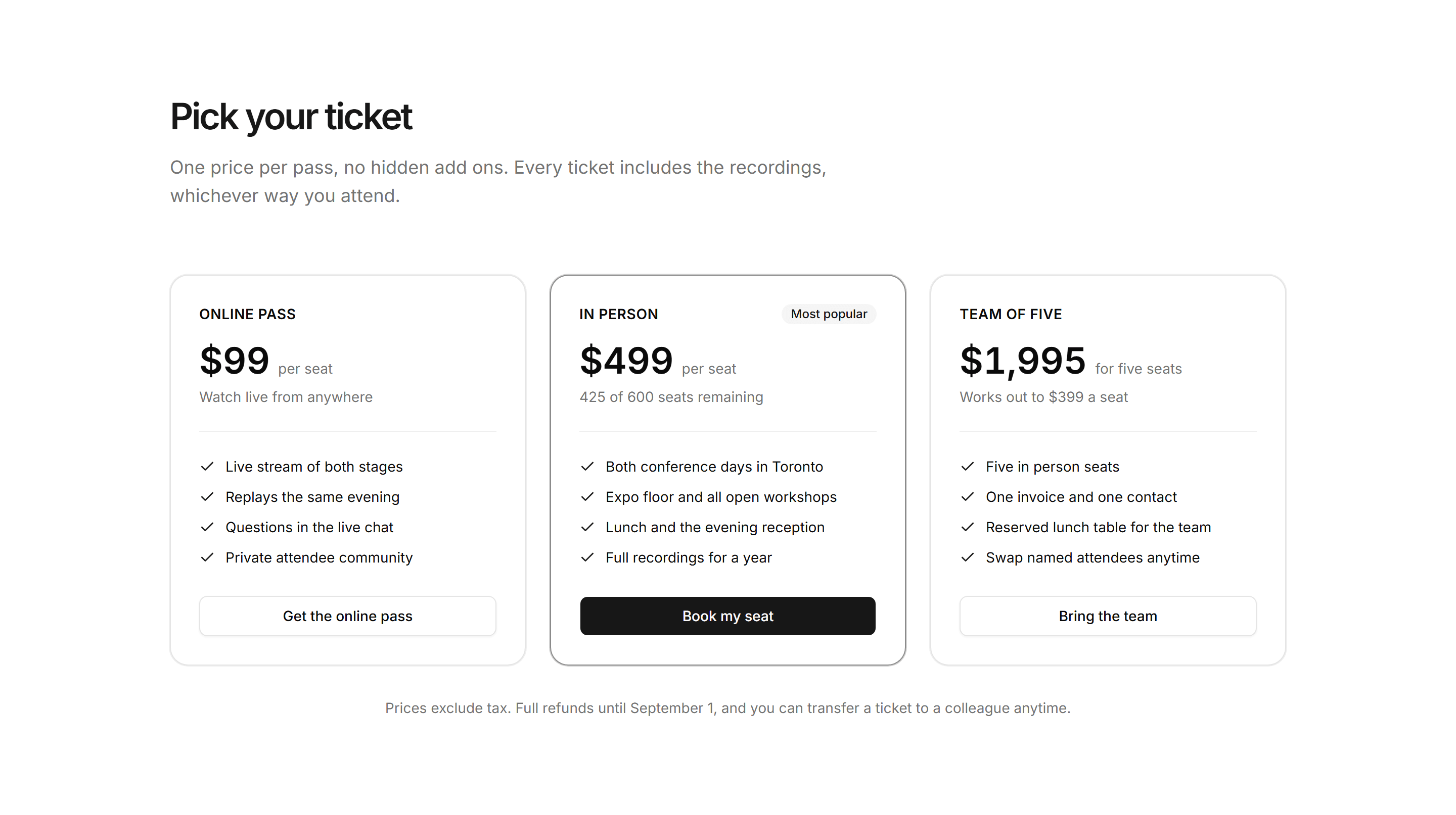 Marketing Event: Ticket Tiers