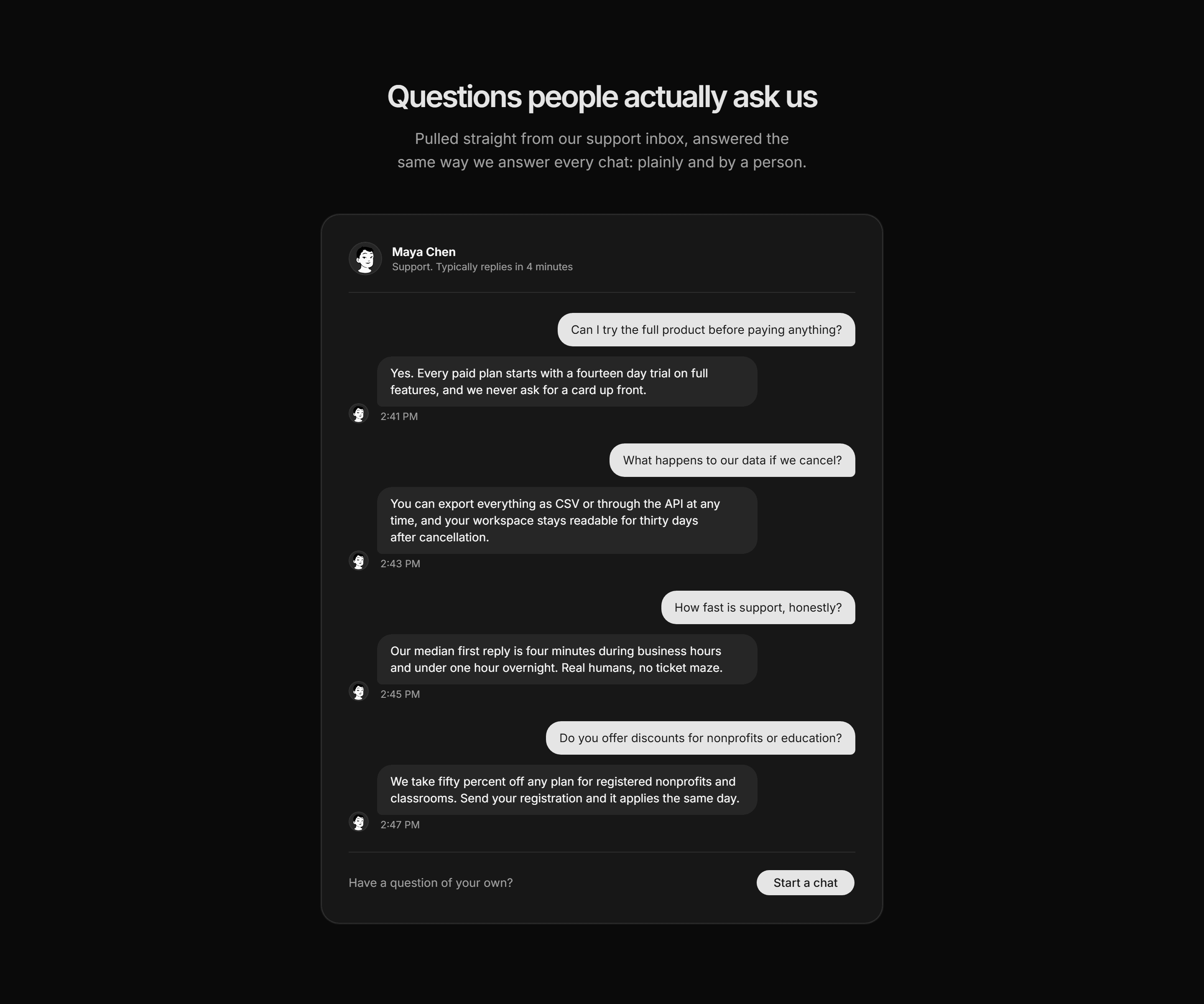 Marketing FAQ: Chat Style QA