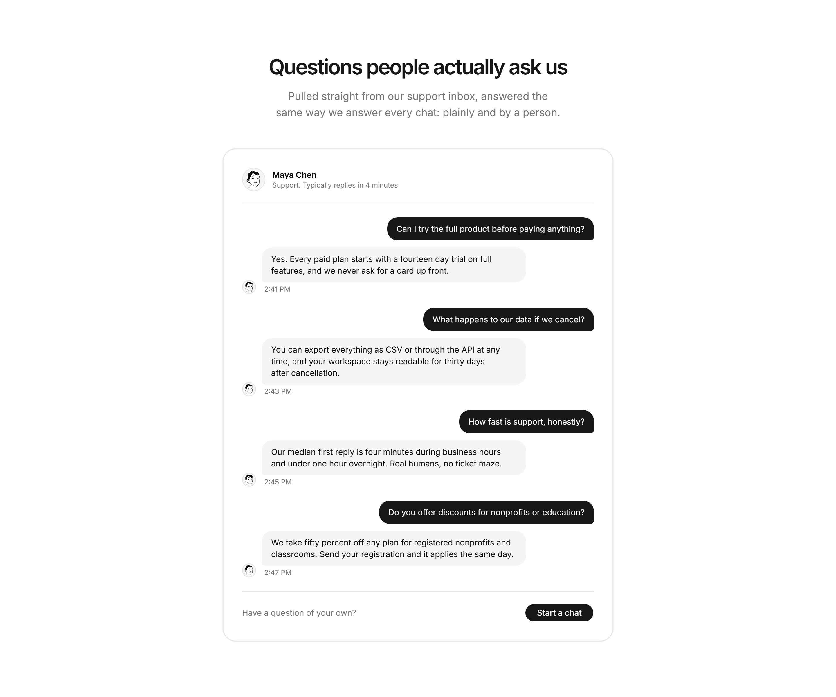 Marketing FAQ: Chat Style QA