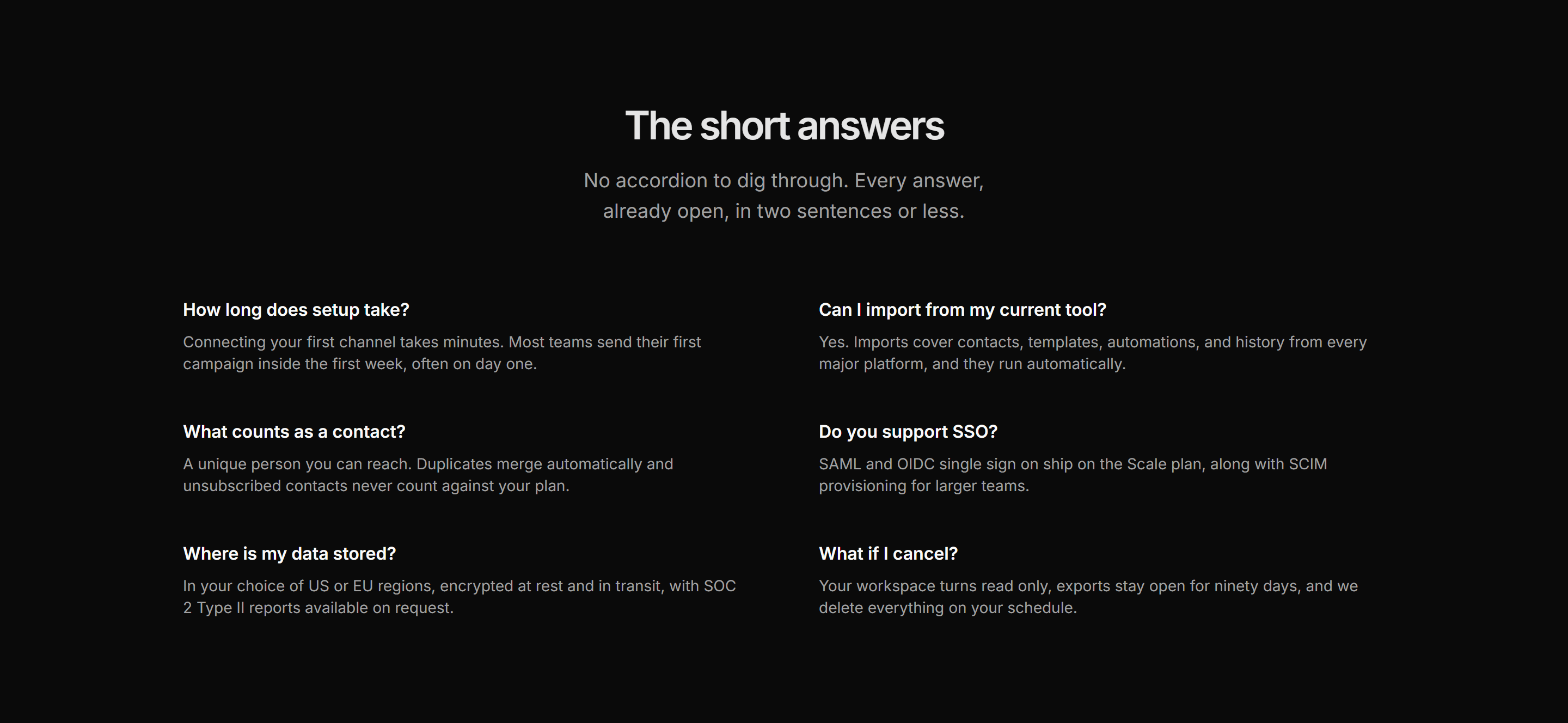 Marketing FAQ: Compact Two Column Qa