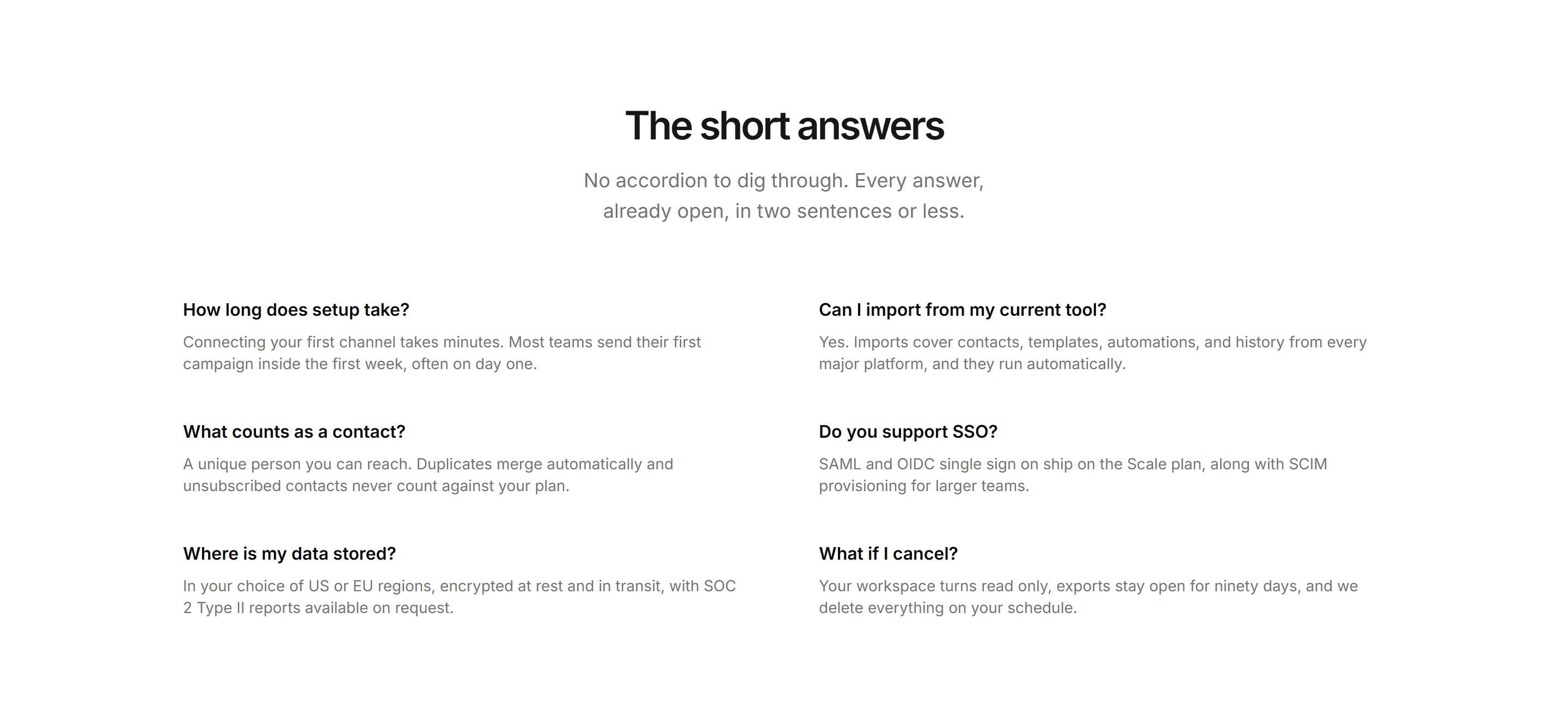 Marketing FAQ: Compact Two Column Qa