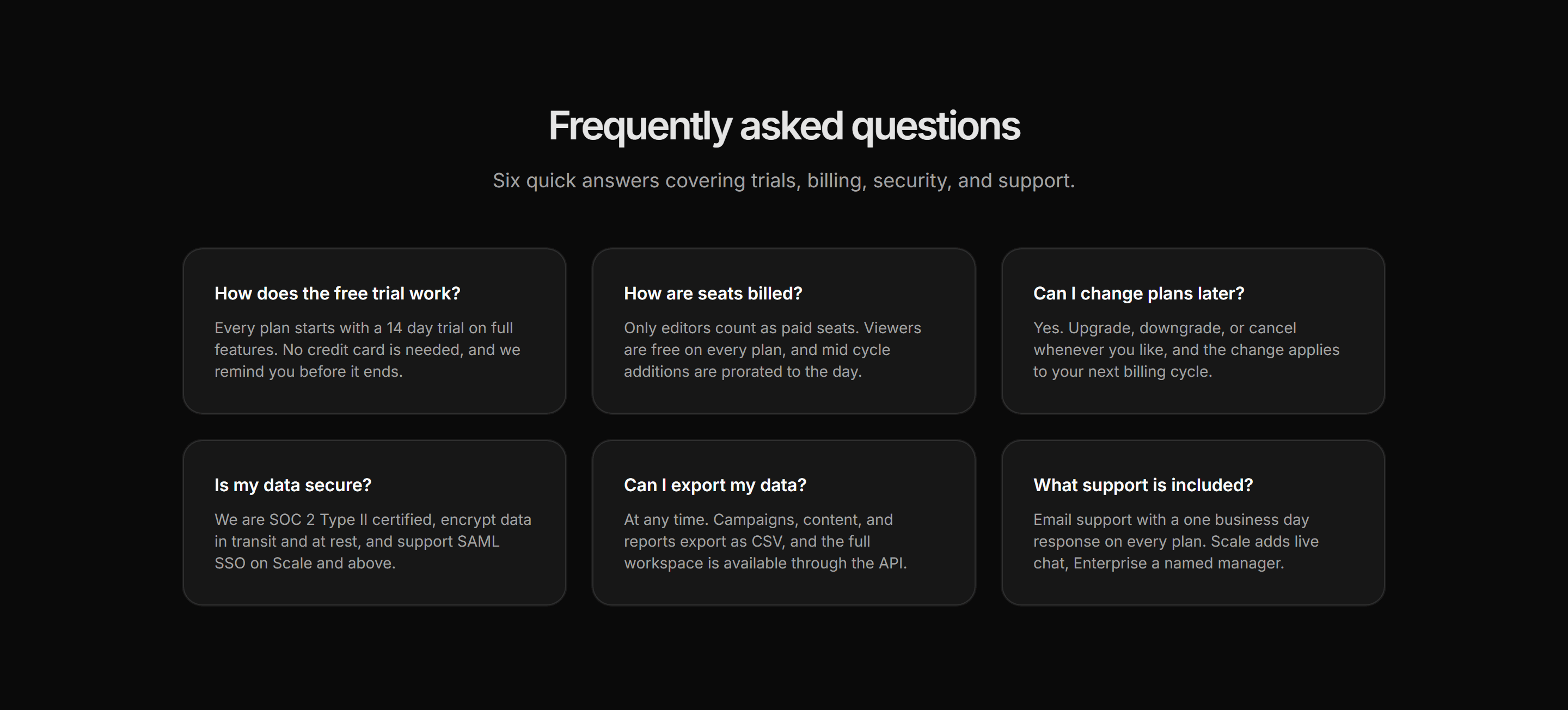 Marketing FAQ: FAQ Cards Grid