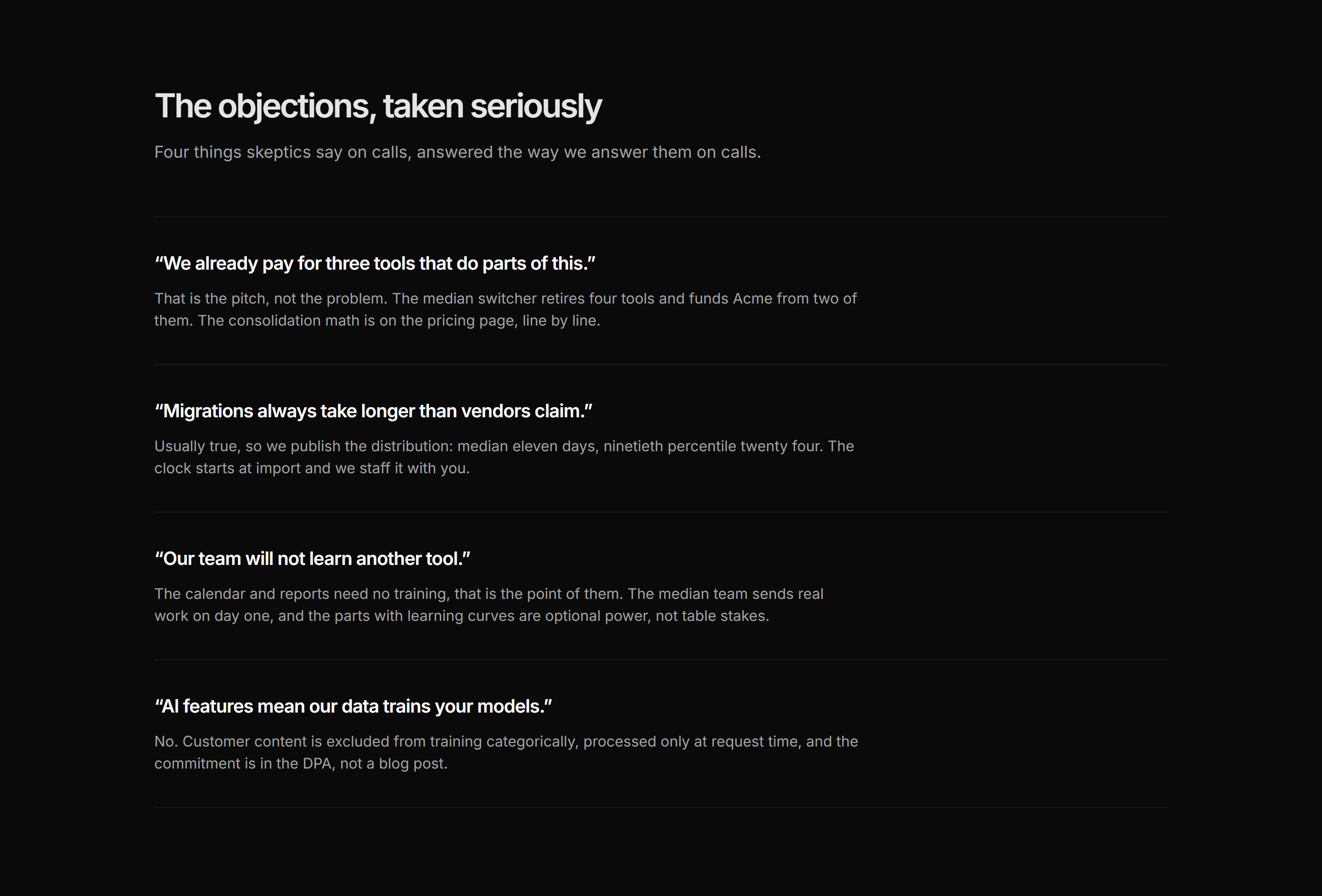 Marketing FAQ: Objection Answer Pairs