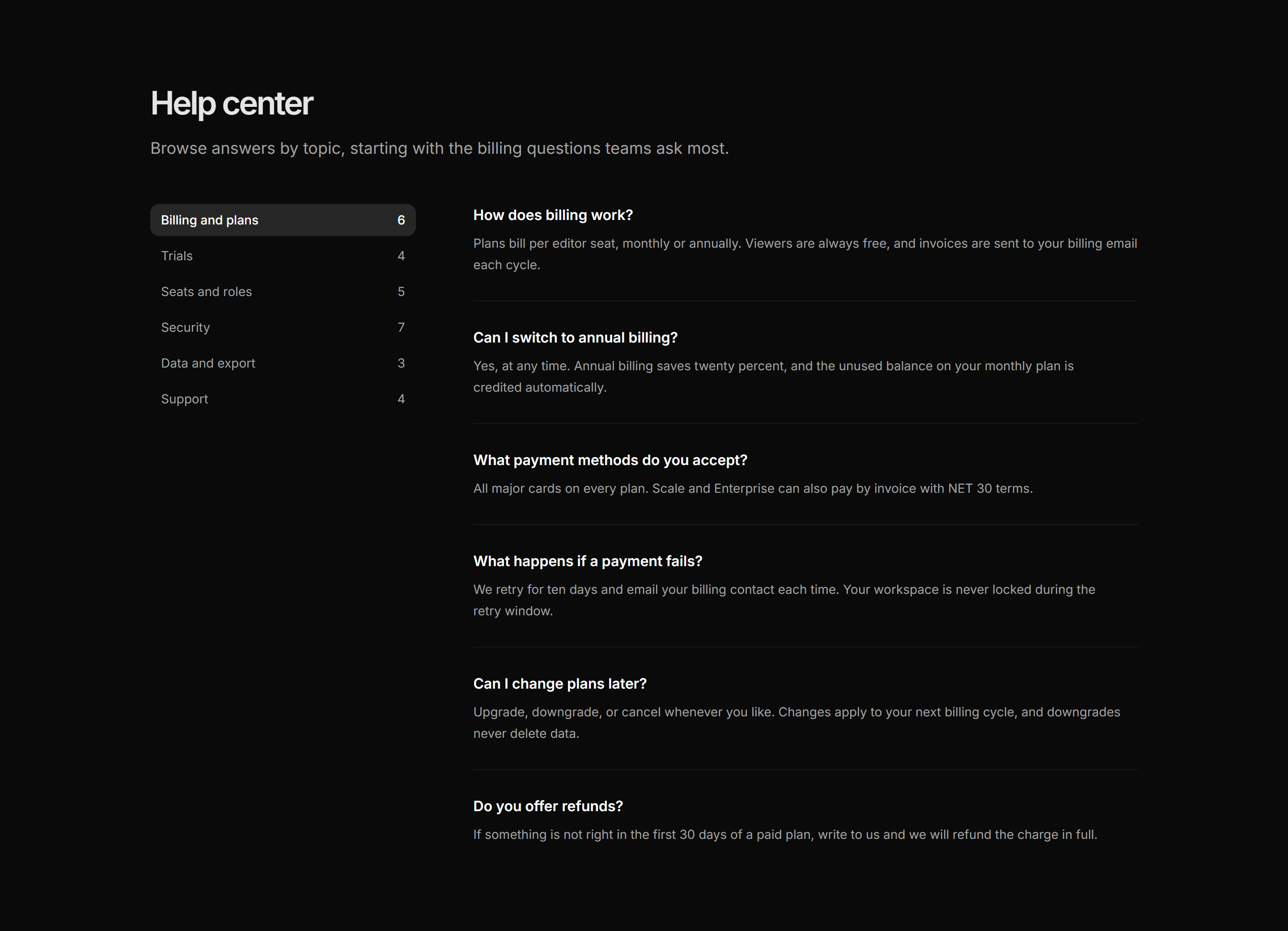 Marketing FAQ: Sidebar Topics