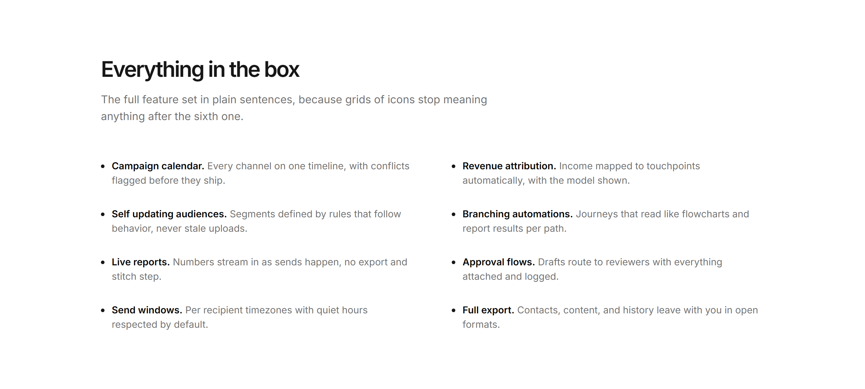 Marketing Feature: Feature List Two Column