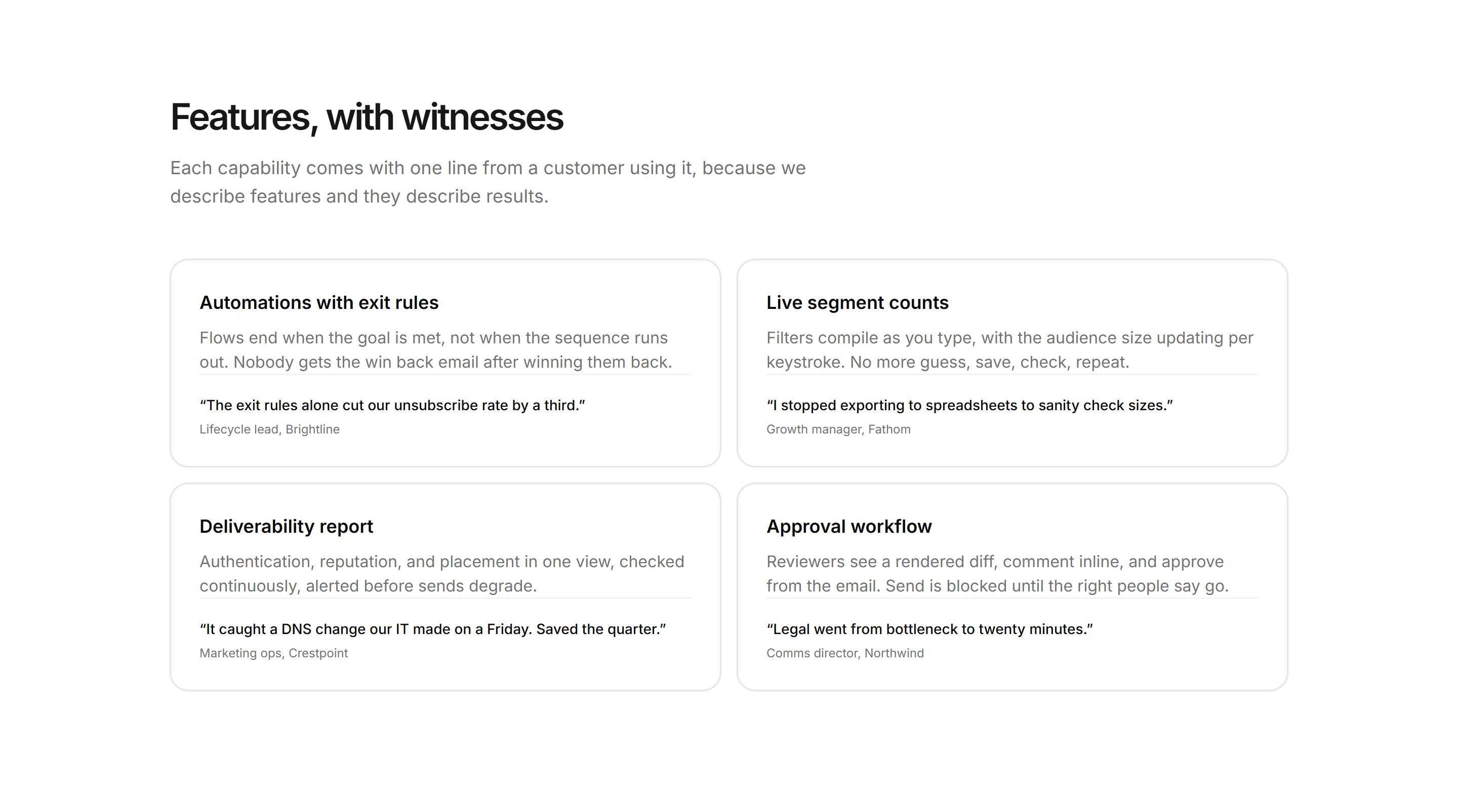 Marketing Feature: Features With Customer Quotes