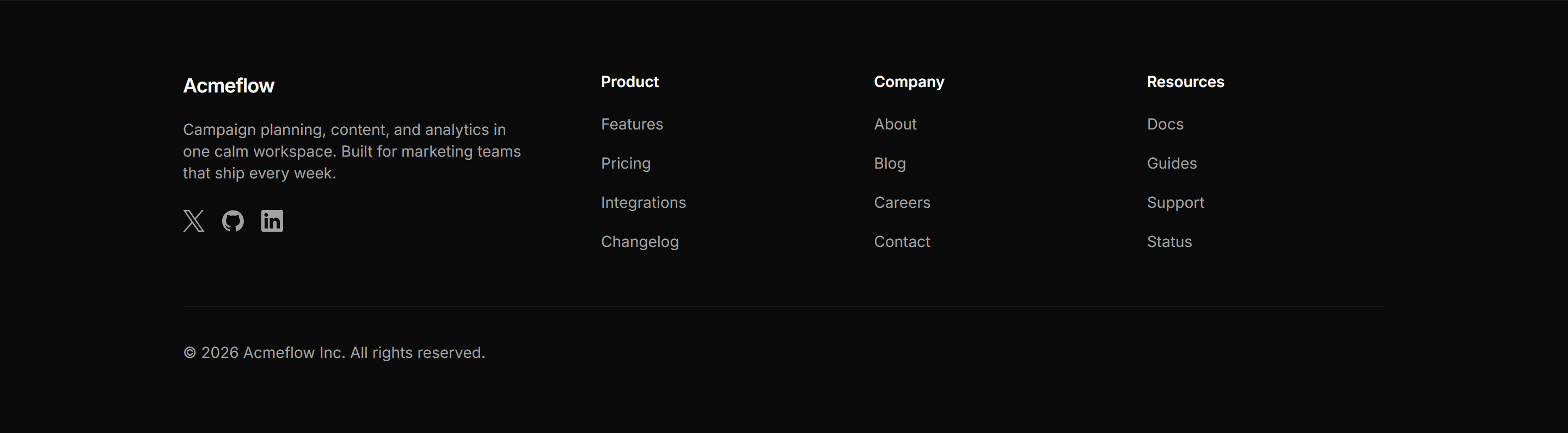 Marketing Footer: Brand Blurb Columns