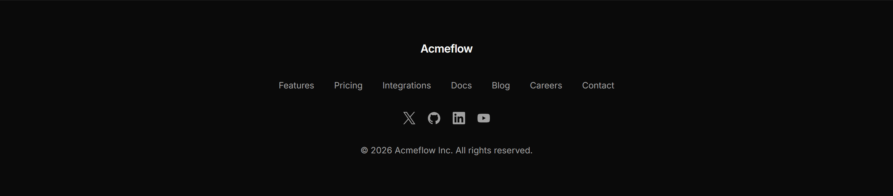 Marketing Footer: Centered Logo Links