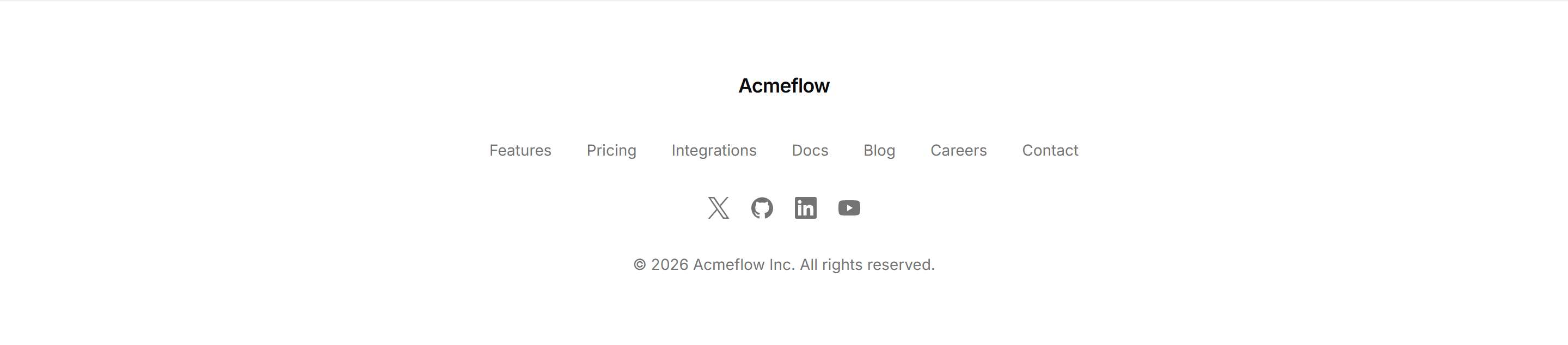 Marketing Footer: Centered Logo Links