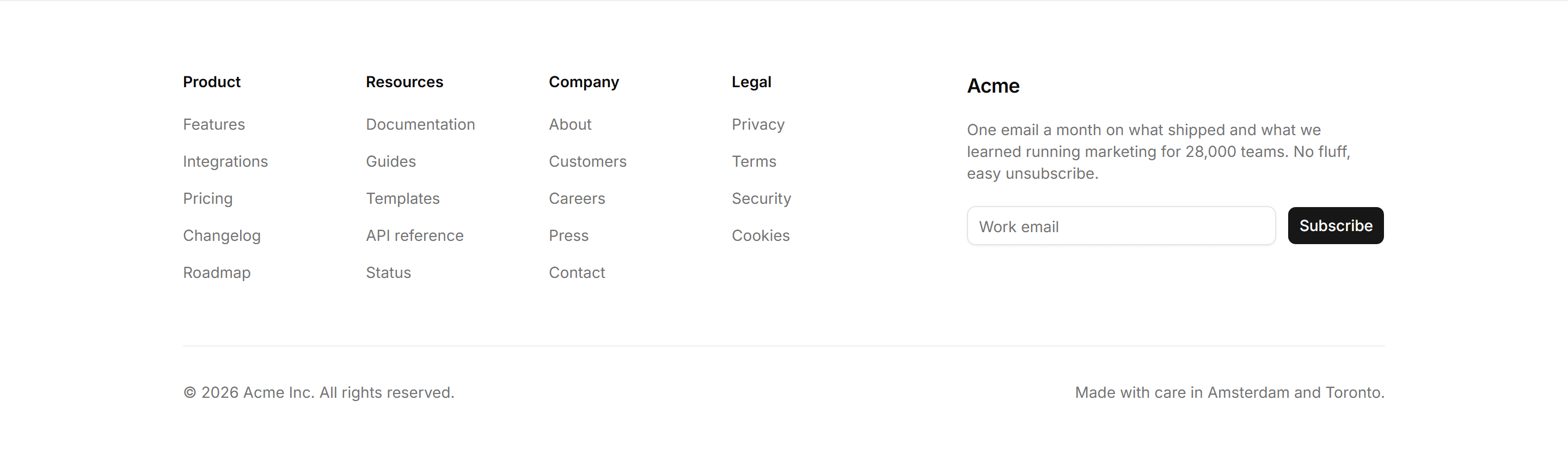 Marketing Footer: Columns With Newsletter