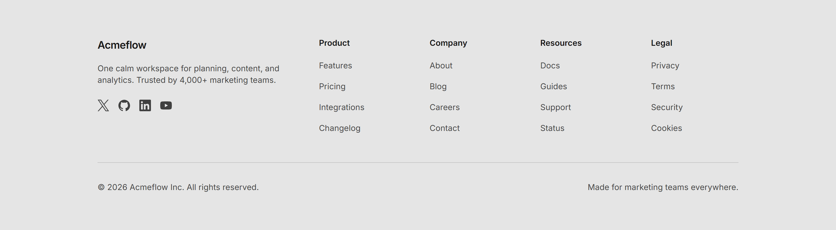 Marketing Footer: Dark Solid