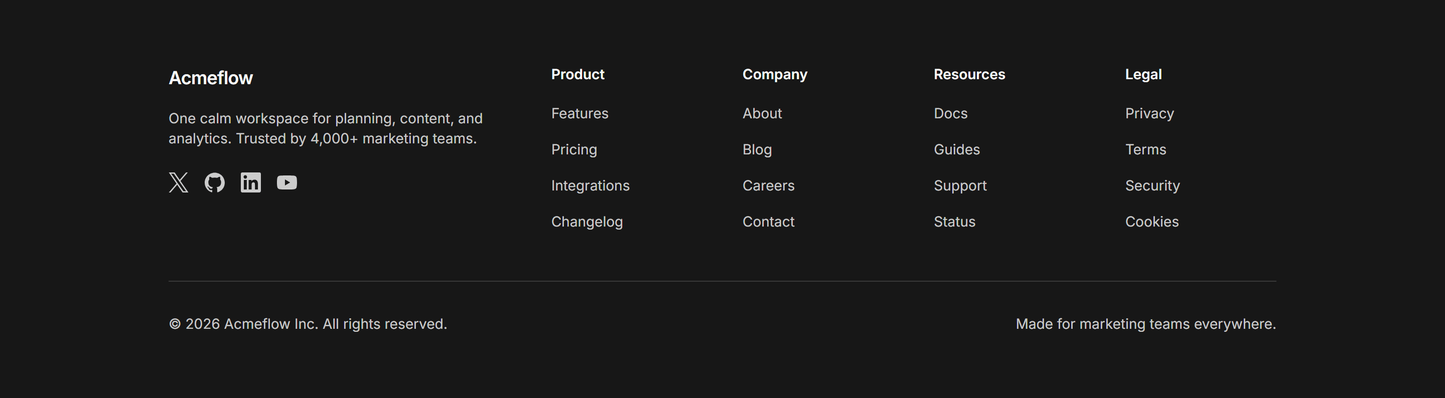 Marketing Footer: Dark Solid