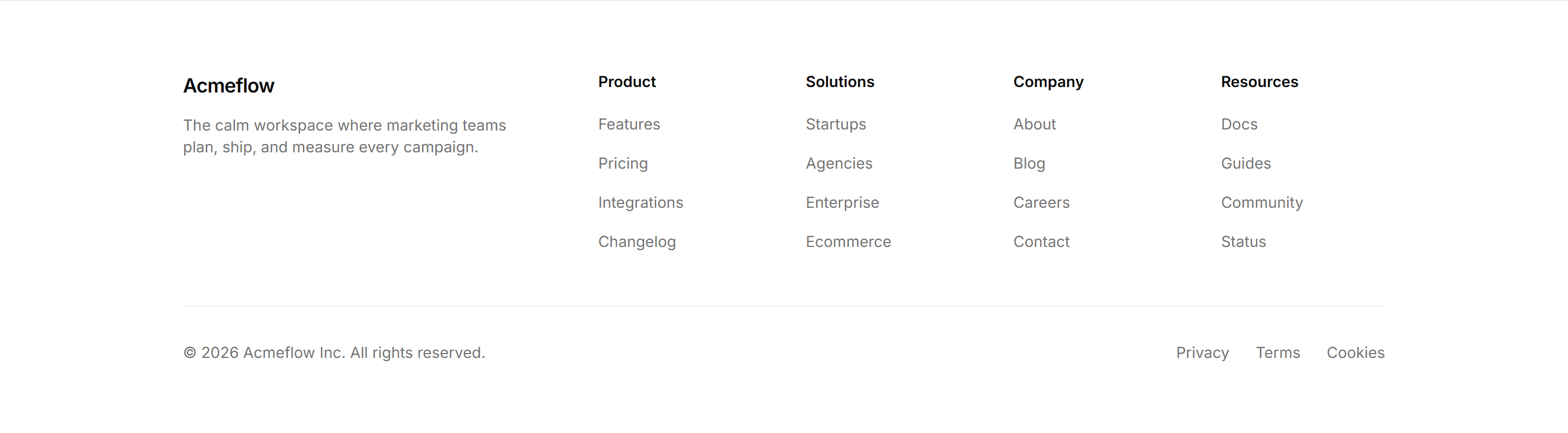 Marketing Footer: Five Column With Tagline