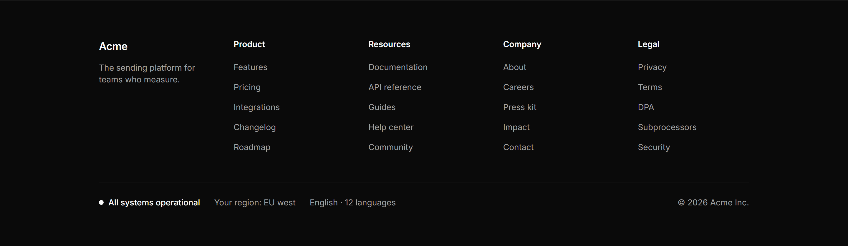 Marketing Footer: Footer With Status Line