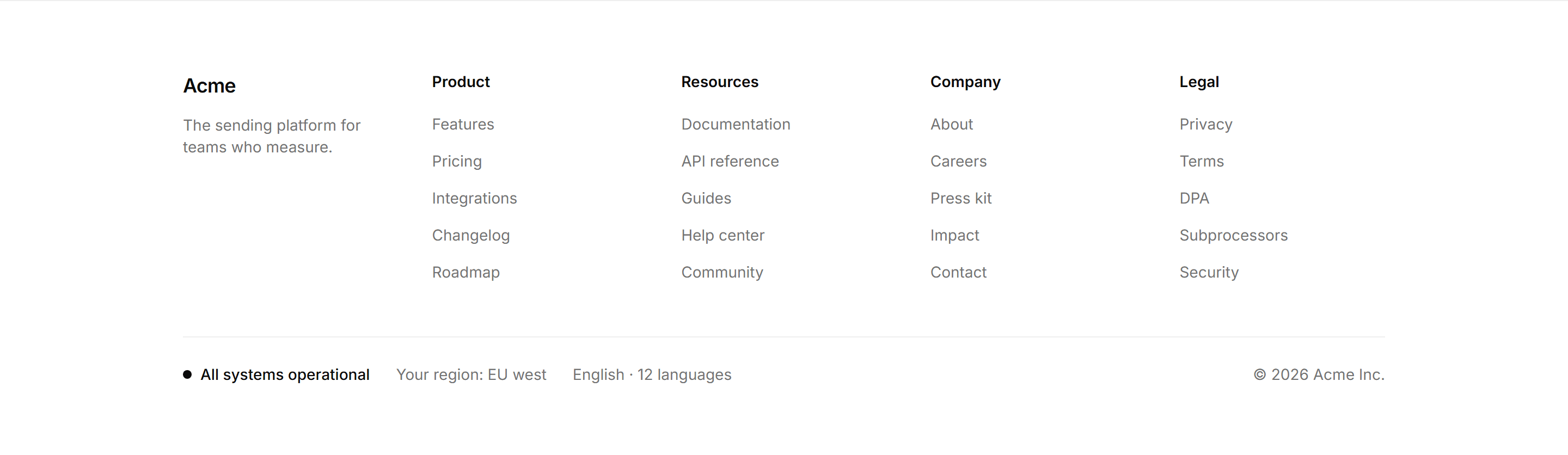 Marketing Footer: Footer With Status Line