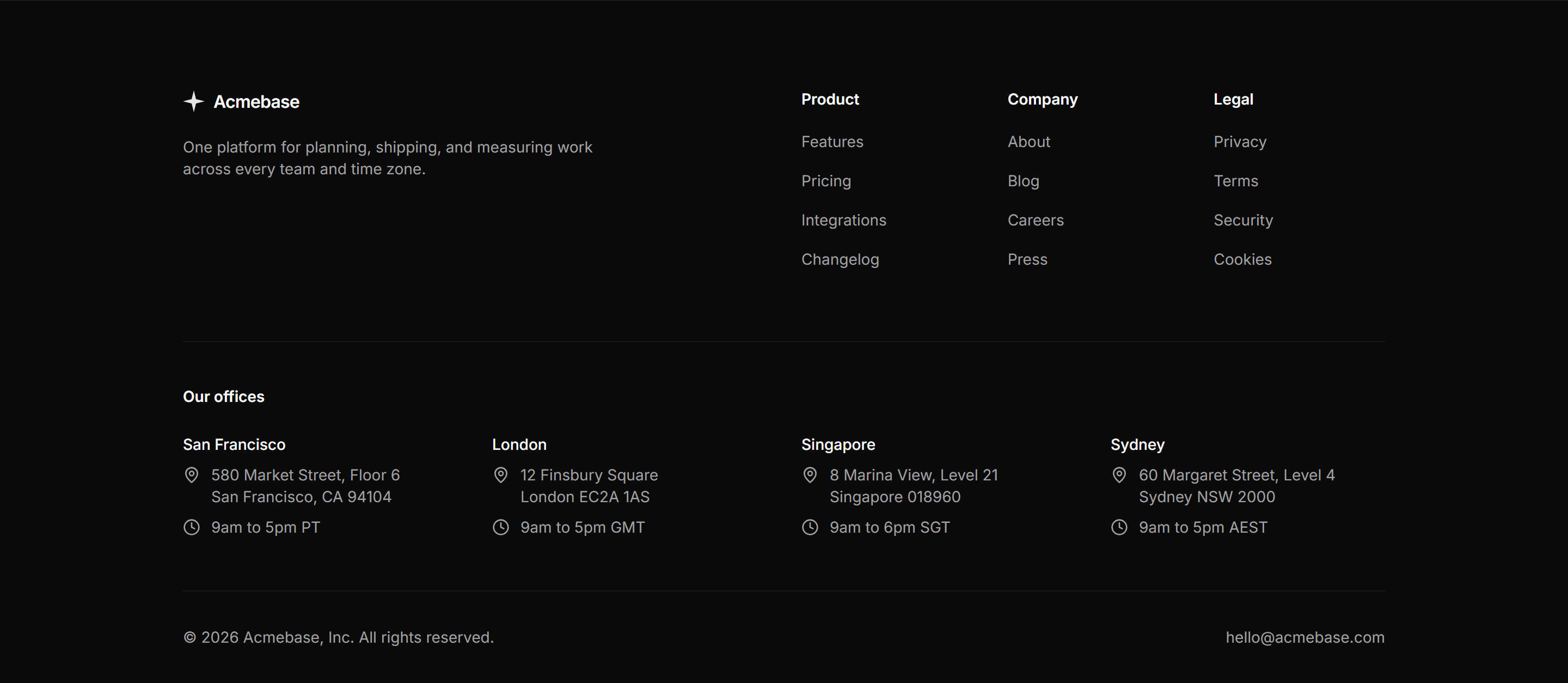 Marketing Footer: Global Offices