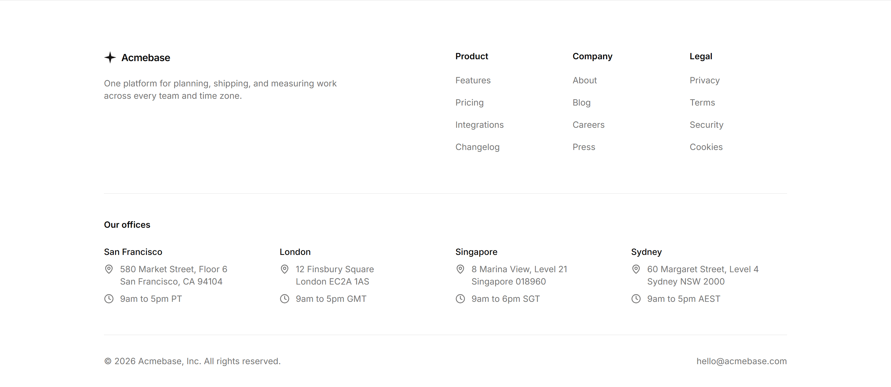 Marketing Footer: Global Offices