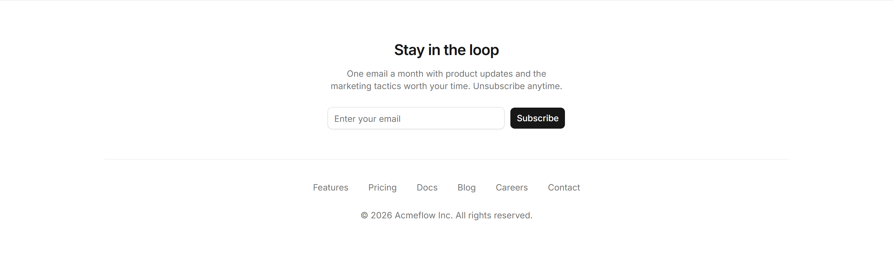 Marketing Footer: Newsletter Centered