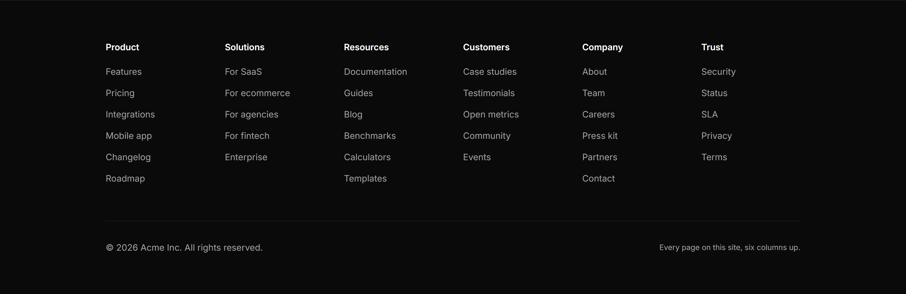 Marketing Footer: Sitemap Mega Footer