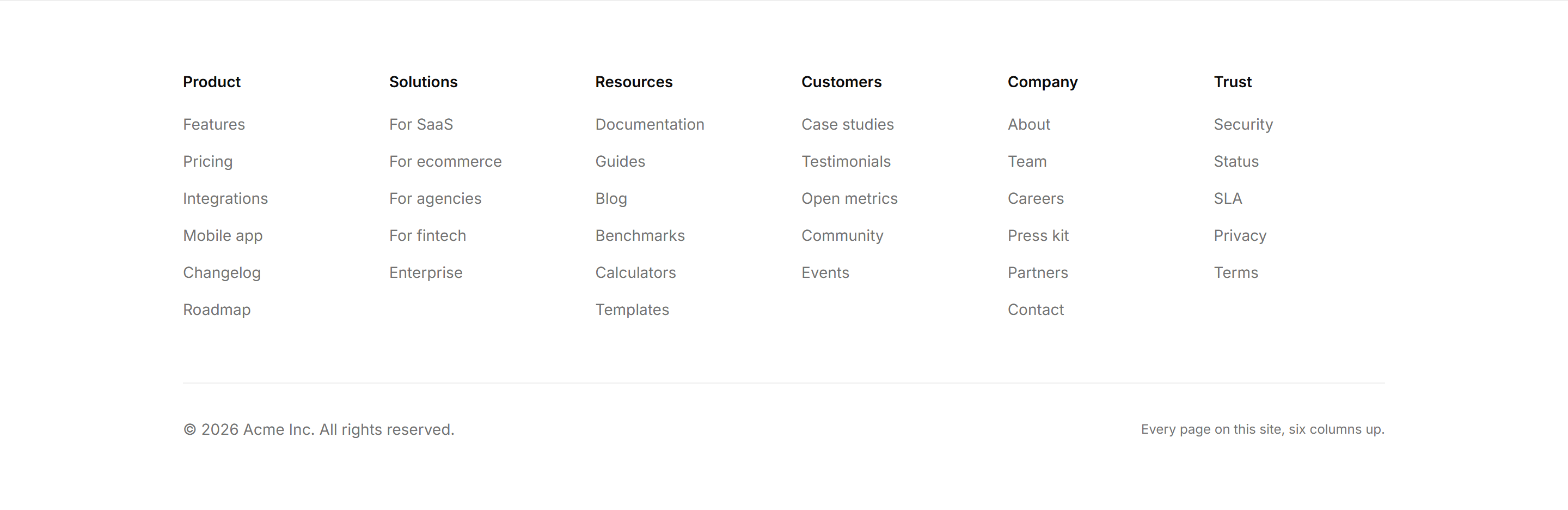 Marketing Footer: Sitemap Mega Footer