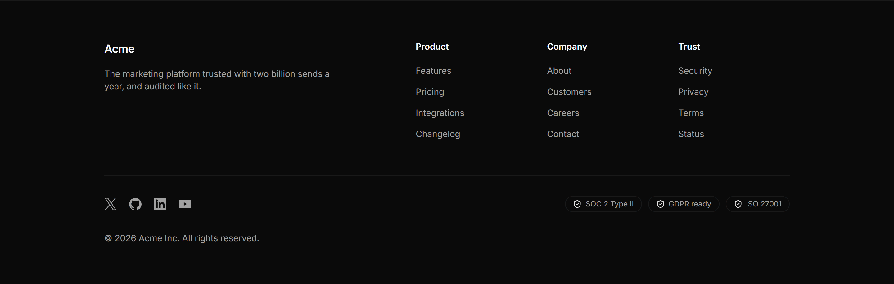 Marketing Footer: Social And Certifications