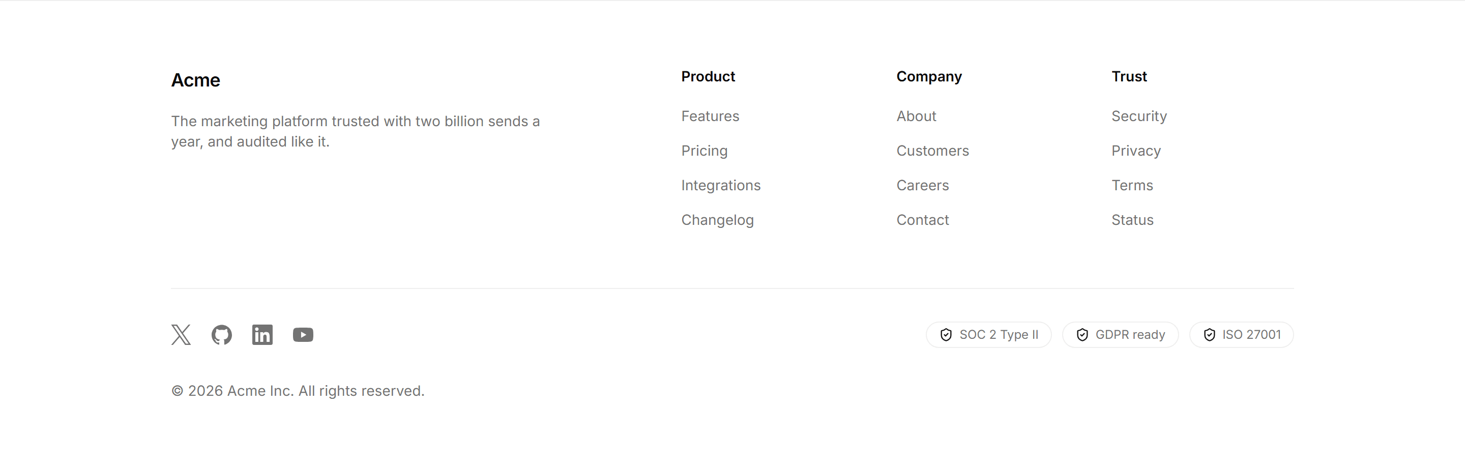 Marketing Footer: Social And Certifications