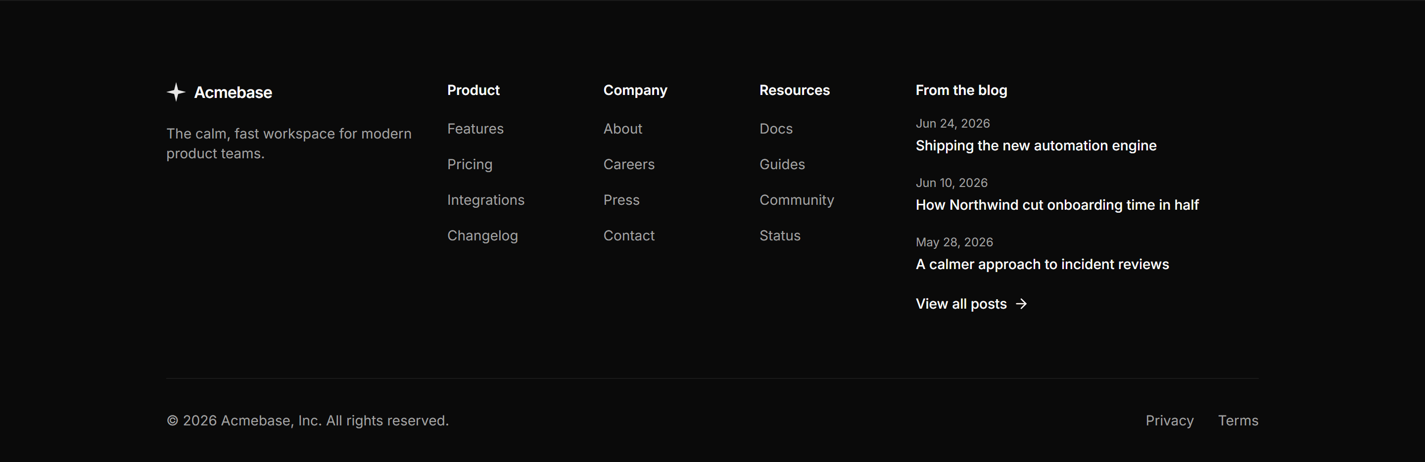 Marketing Footer: With Blog Posts