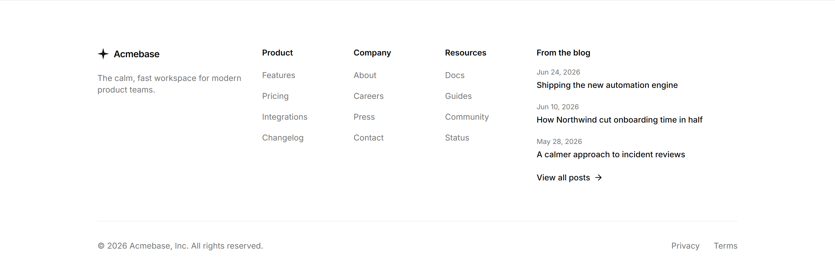 Marketing Footer: With Blog Posts