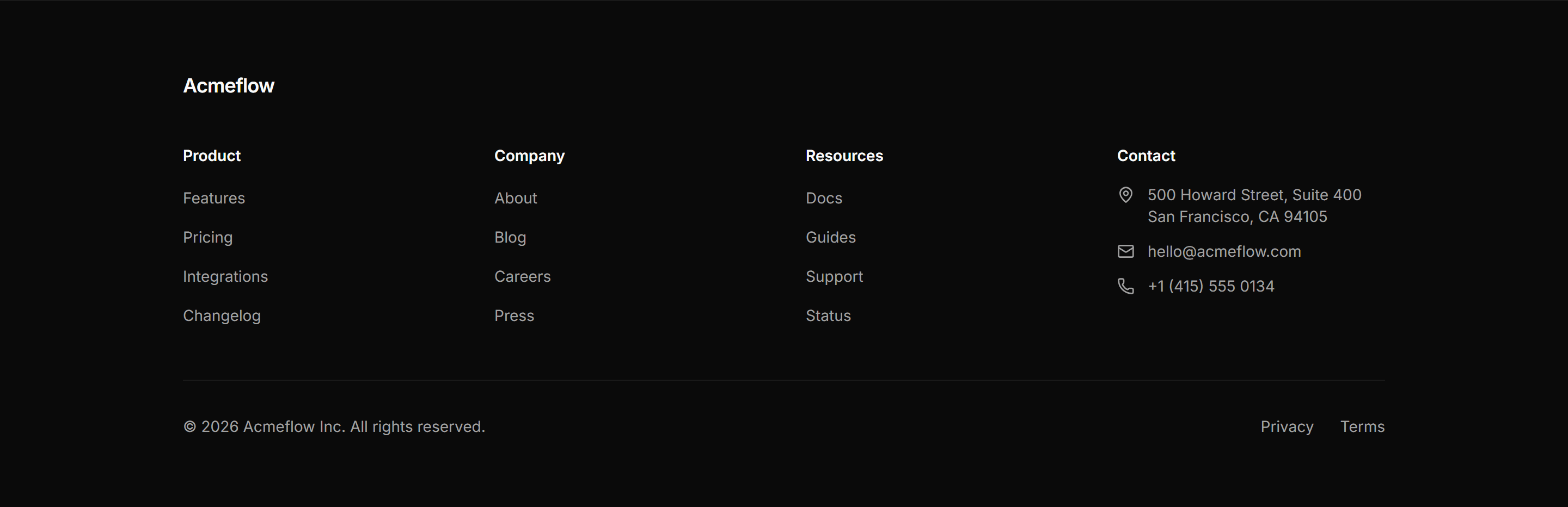 Marketing Footer: With Contact Info