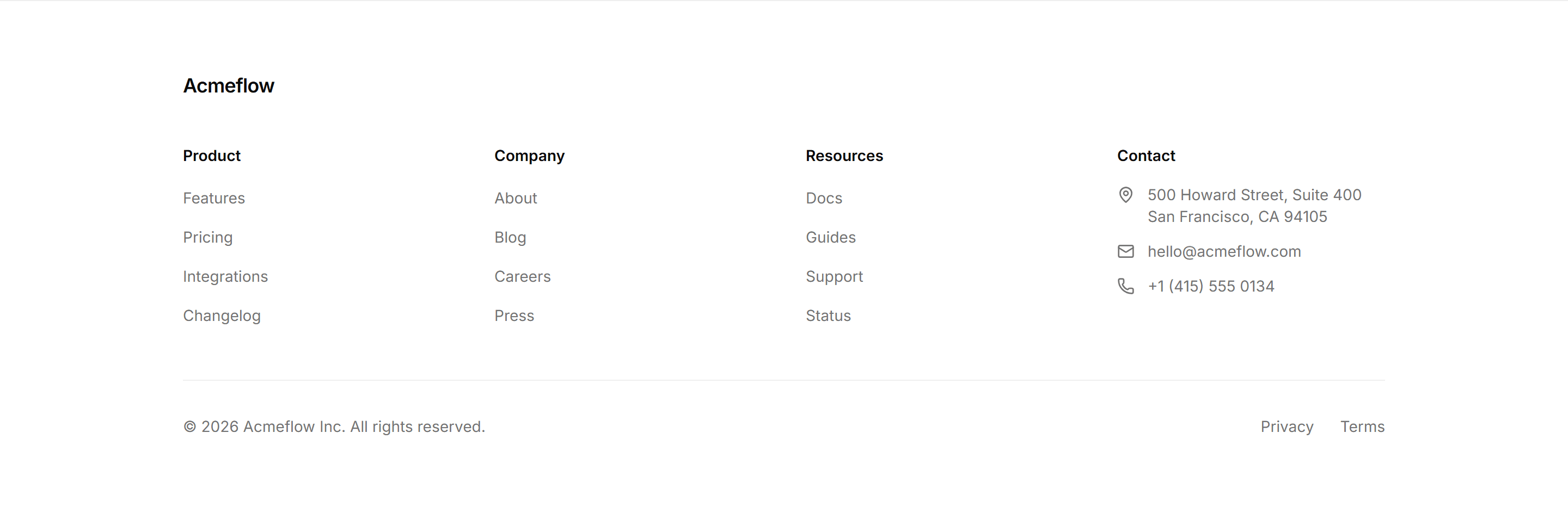 Marketing Footer: With Contact Info