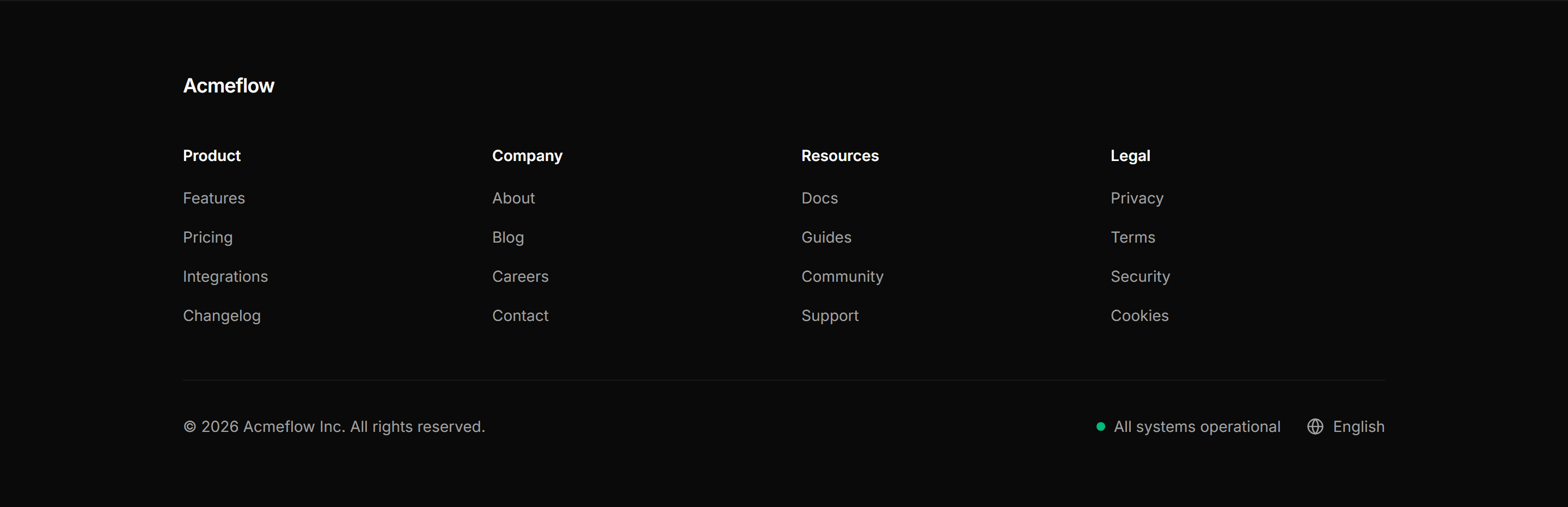 Marketing Footer: With Status And Locale