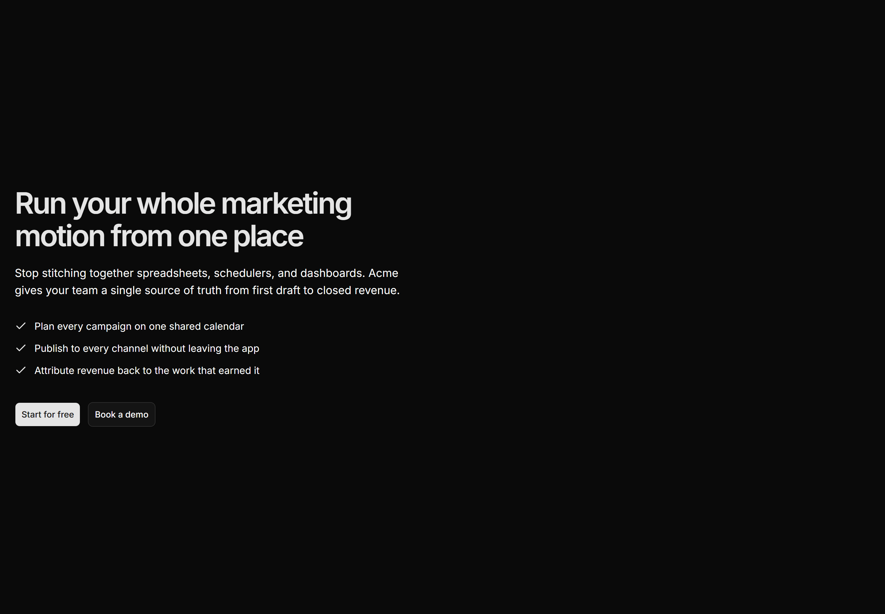 Marketing Hero: Left Aligned With Checklist