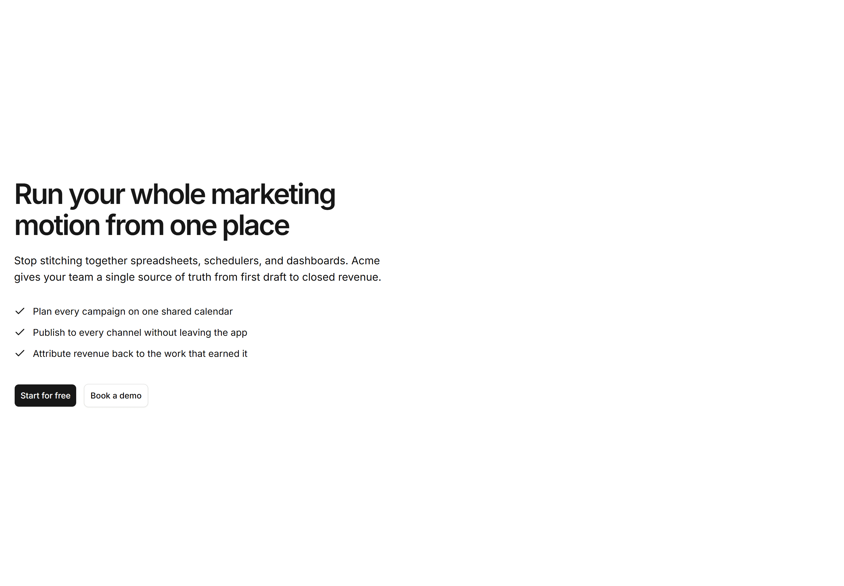 Marketing Hero: Left Aligned With Checklist