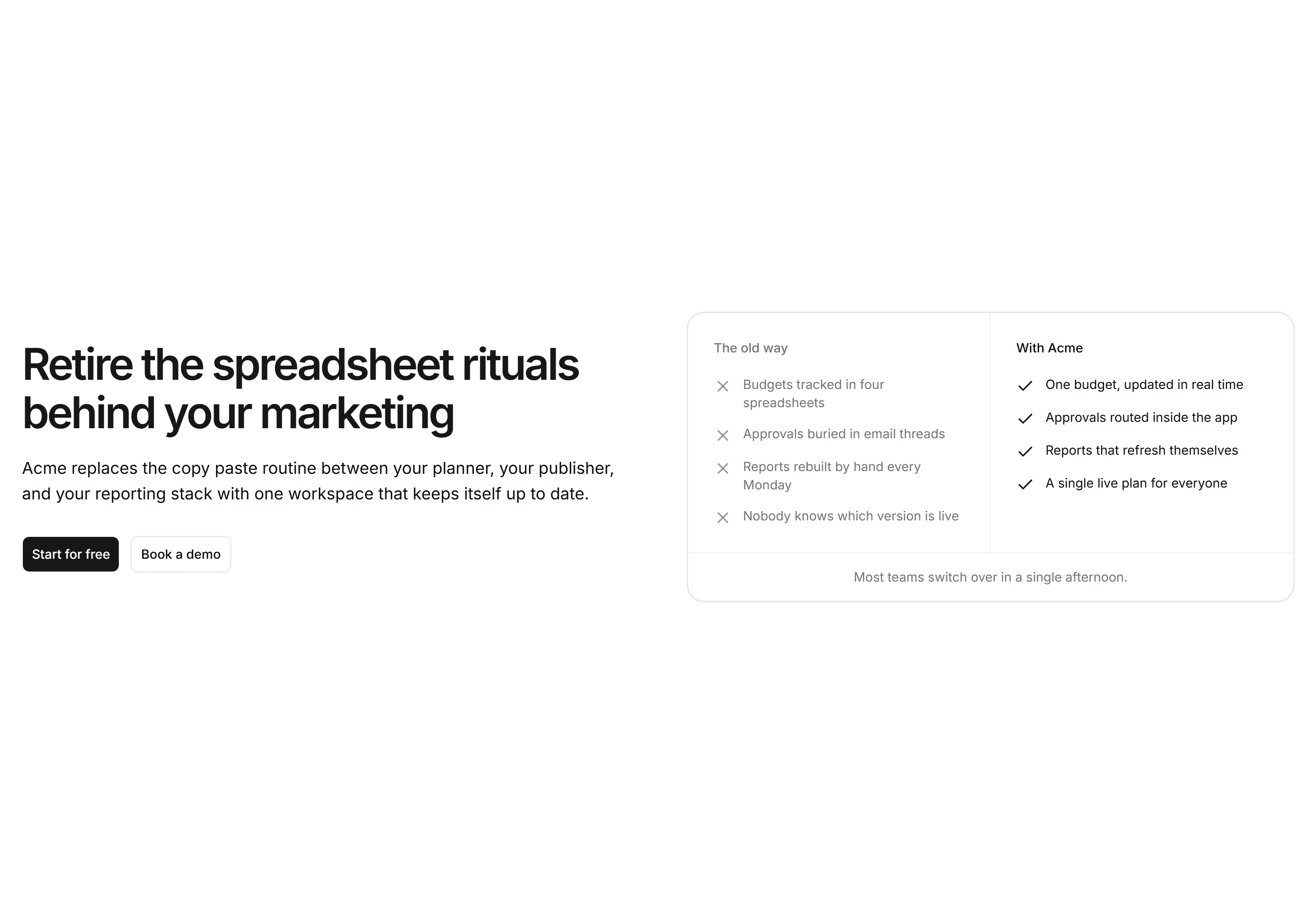 Marketing Hero: Split With Comparison