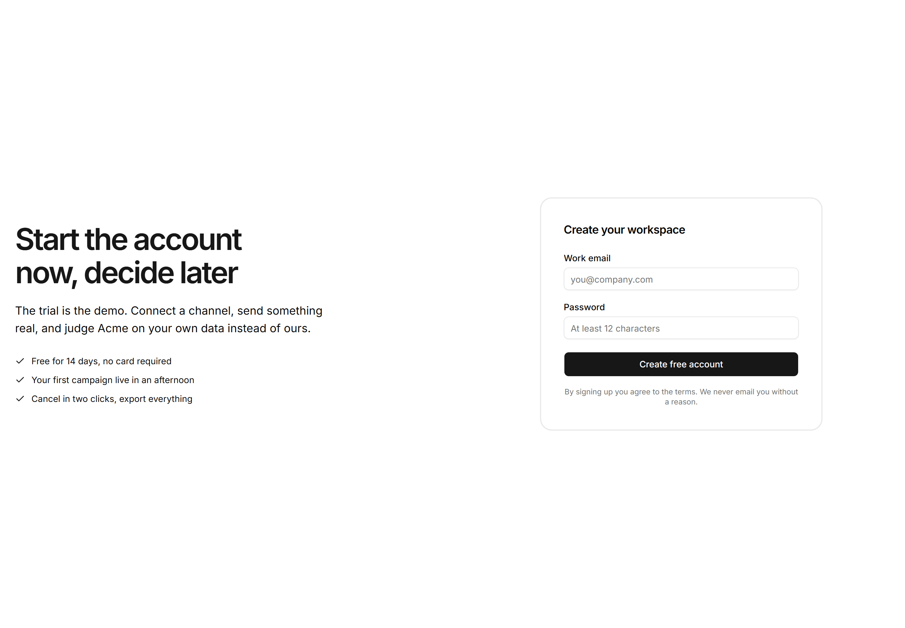 Marketing Hero: Split With Signup Form