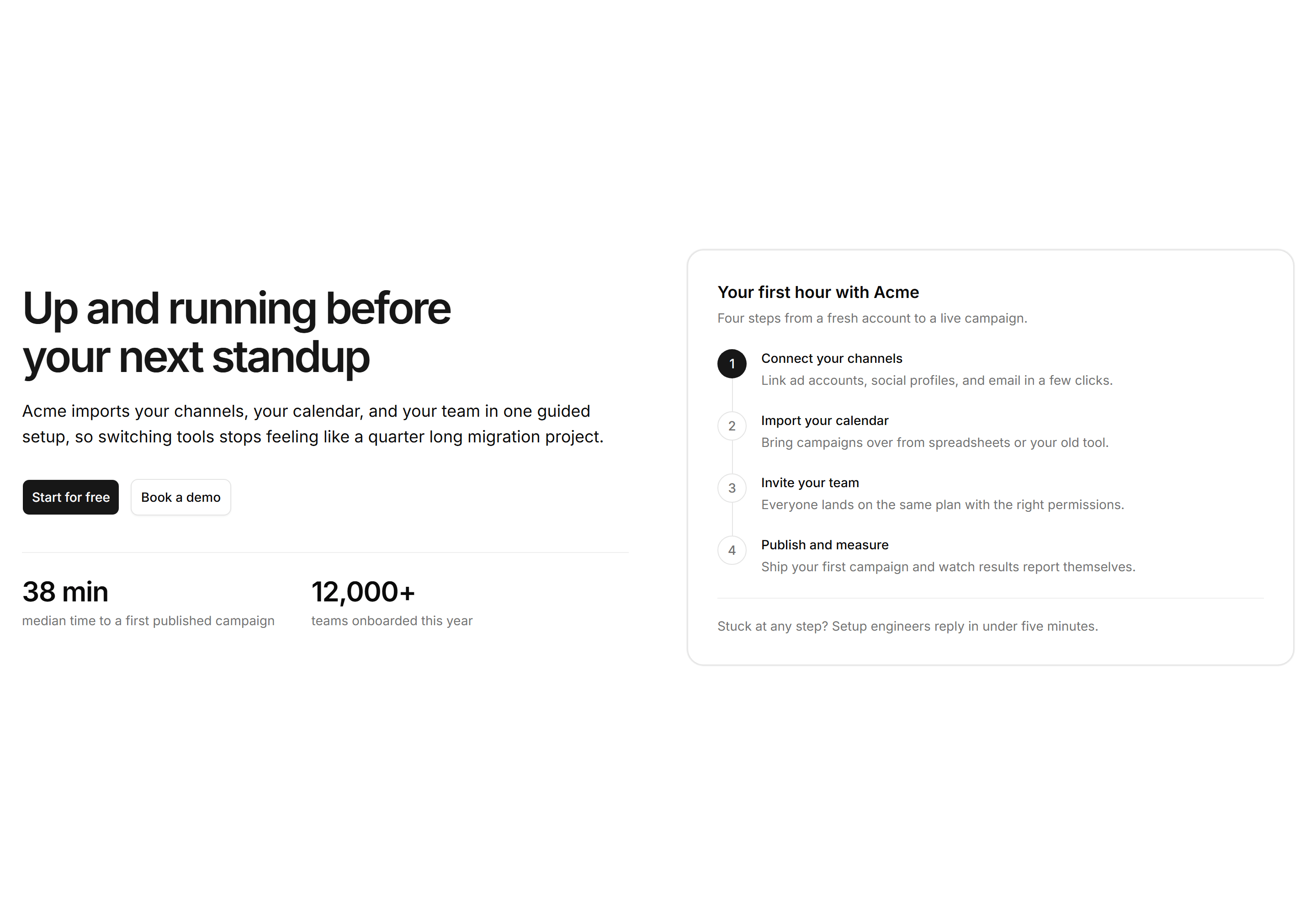 Marketing Hero: Split With Steps