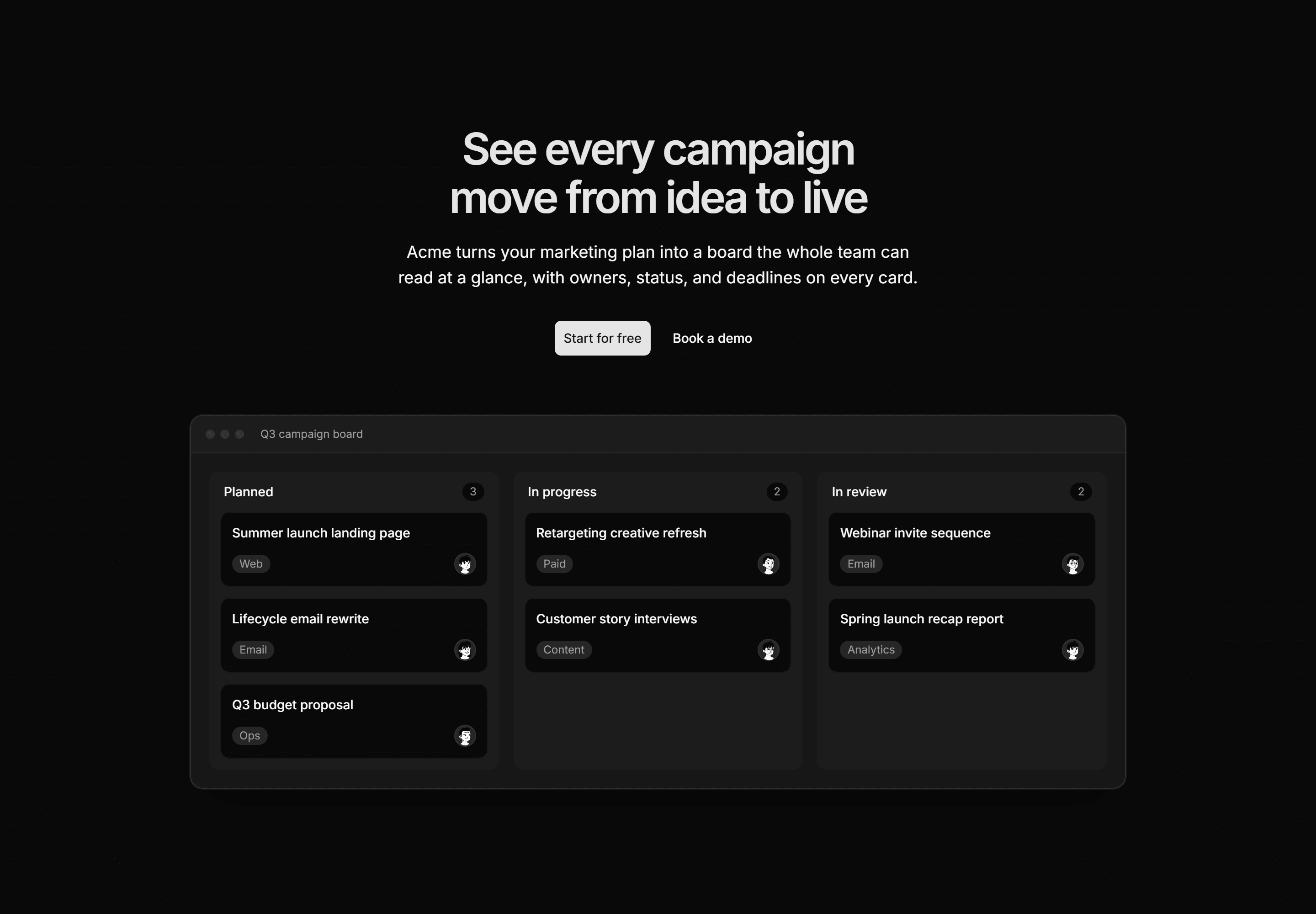 Marketing Hero: With Kanban Preview