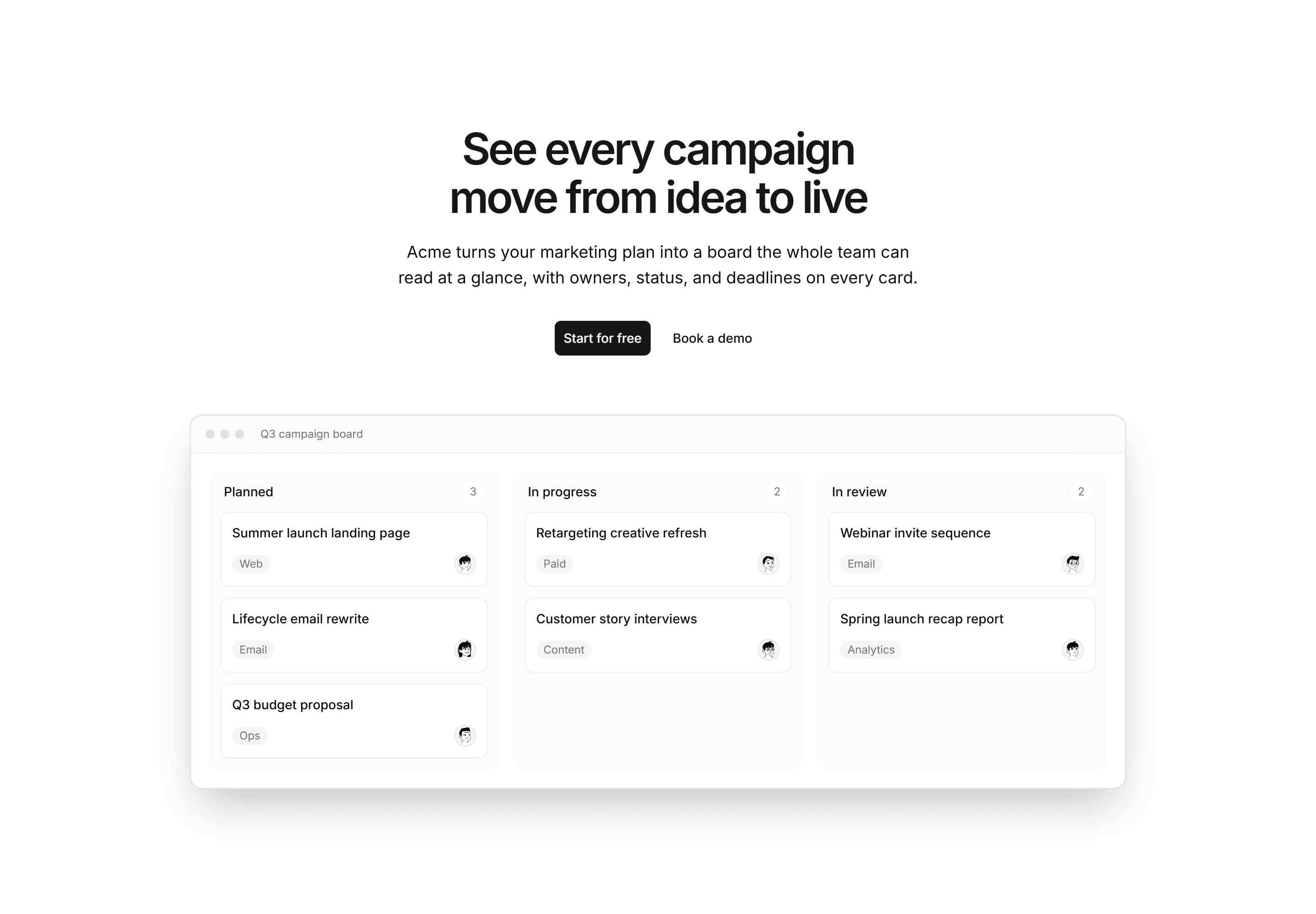 Marketing Hero: With Kanban Preview