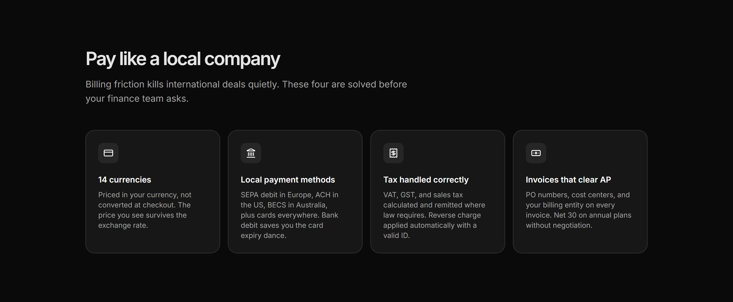 Marketing Localization: Local Payments Row