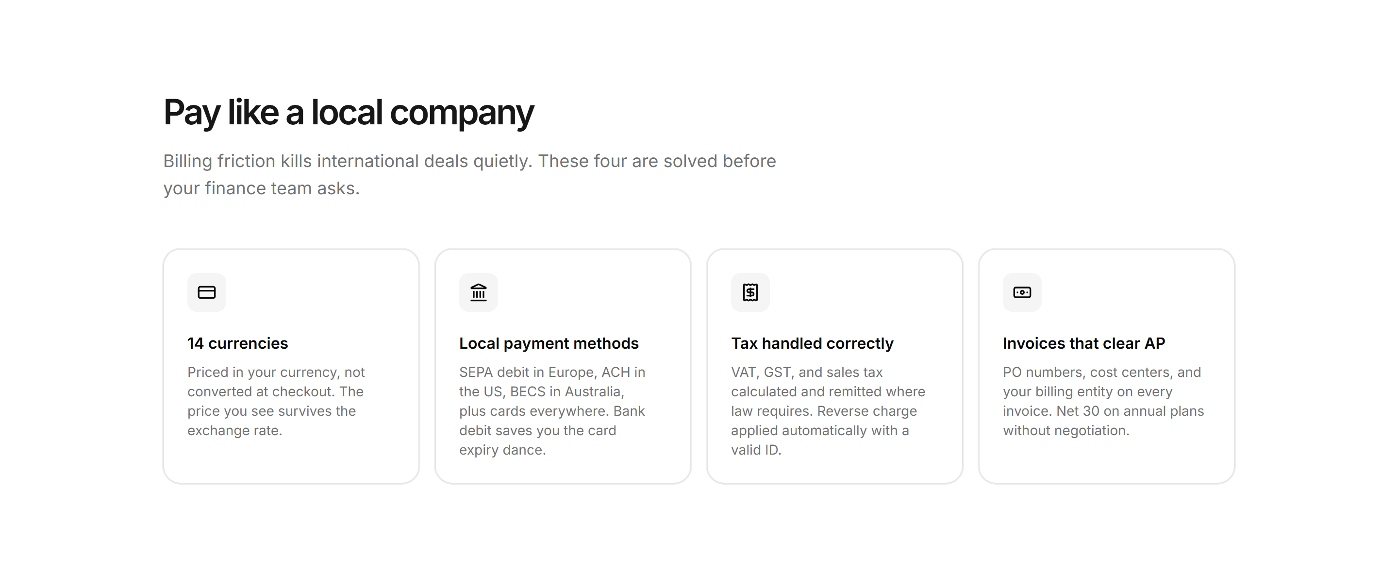 Marketing Localization: Local Payments Row