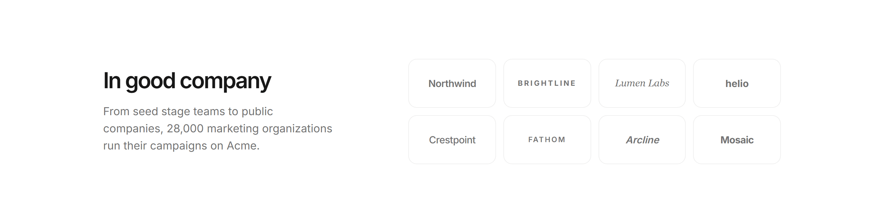Marketing Logo Cloud: Logos Grid With Heading